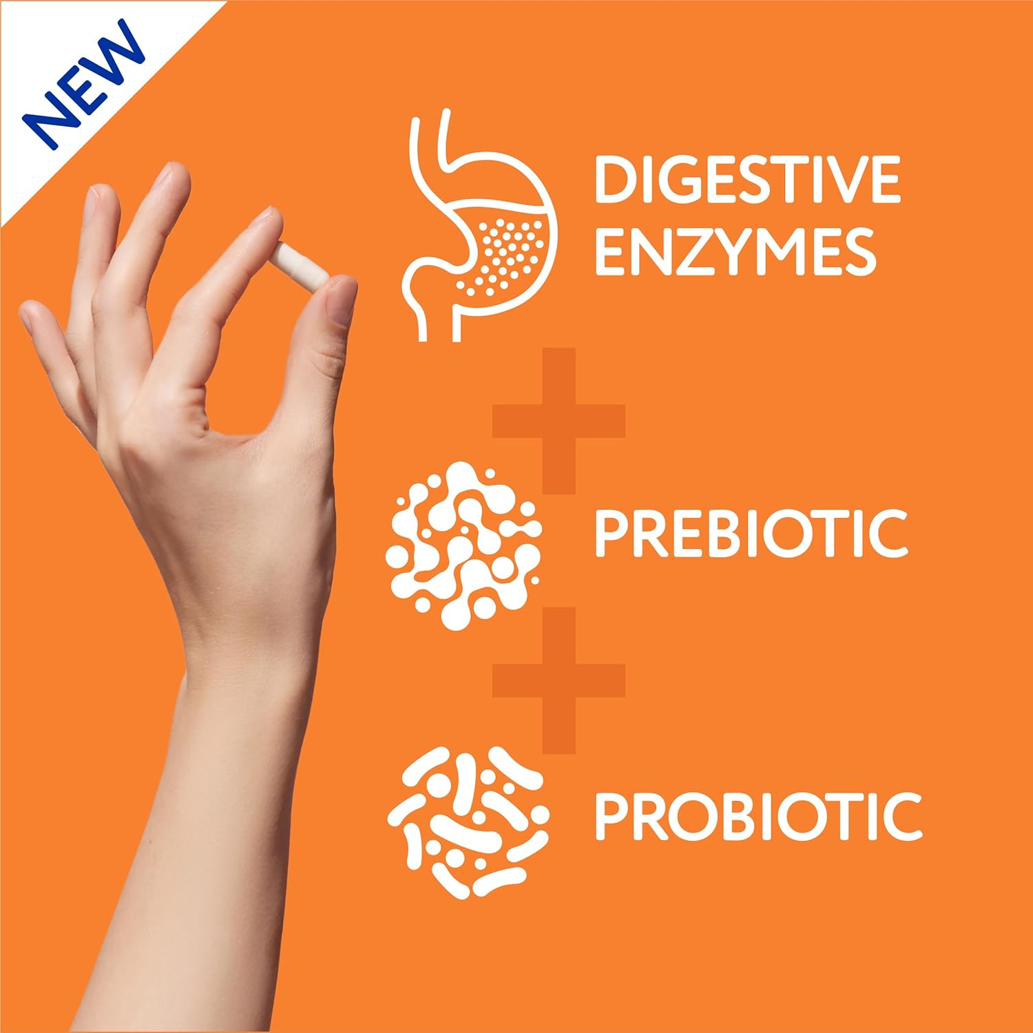 Digestive Enzymes with Probiotics and Prebiotics for Gut Health - Triple Action Formula - 30ct Bottle for Men and Women