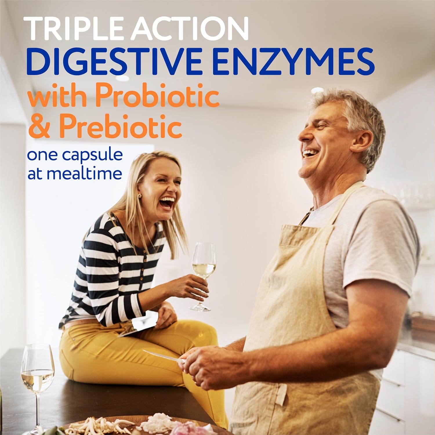 Digestive Enzymes with Probiotics and Prebiotics for Gut Health - Triple Action Formula - 30ct Bottle for Men and Women