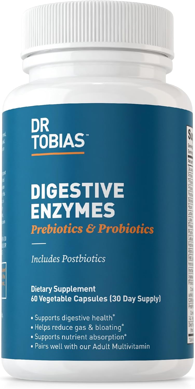 Digestive Enzymes with Probiotics, Prebiotics, & Postbiotics for Improved Digestion & Immune Support - 60 Capsules