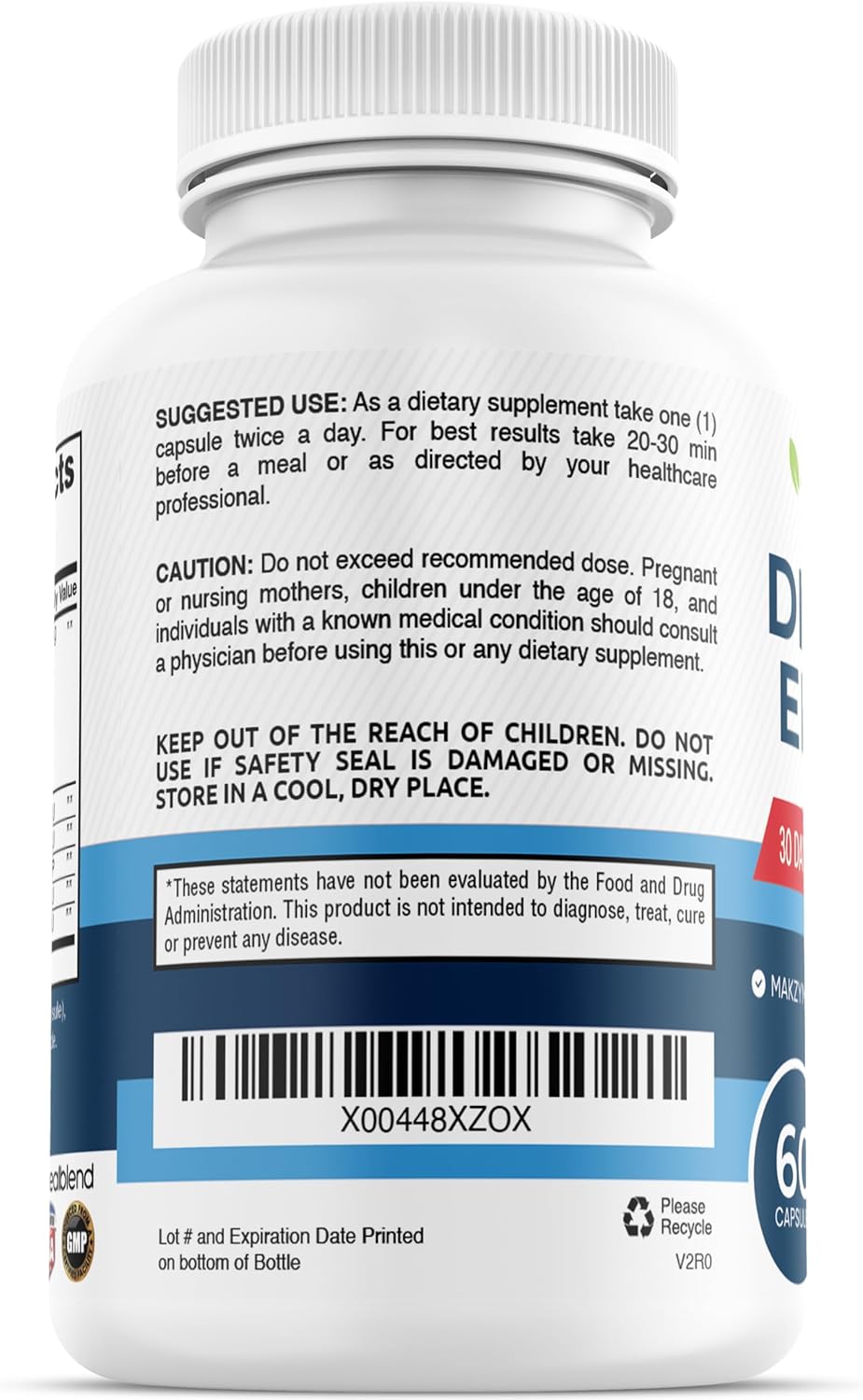 Digestive Health Enzyme Blend Supplement with Probiotics - 60 Capsules for Enhanced Digestion