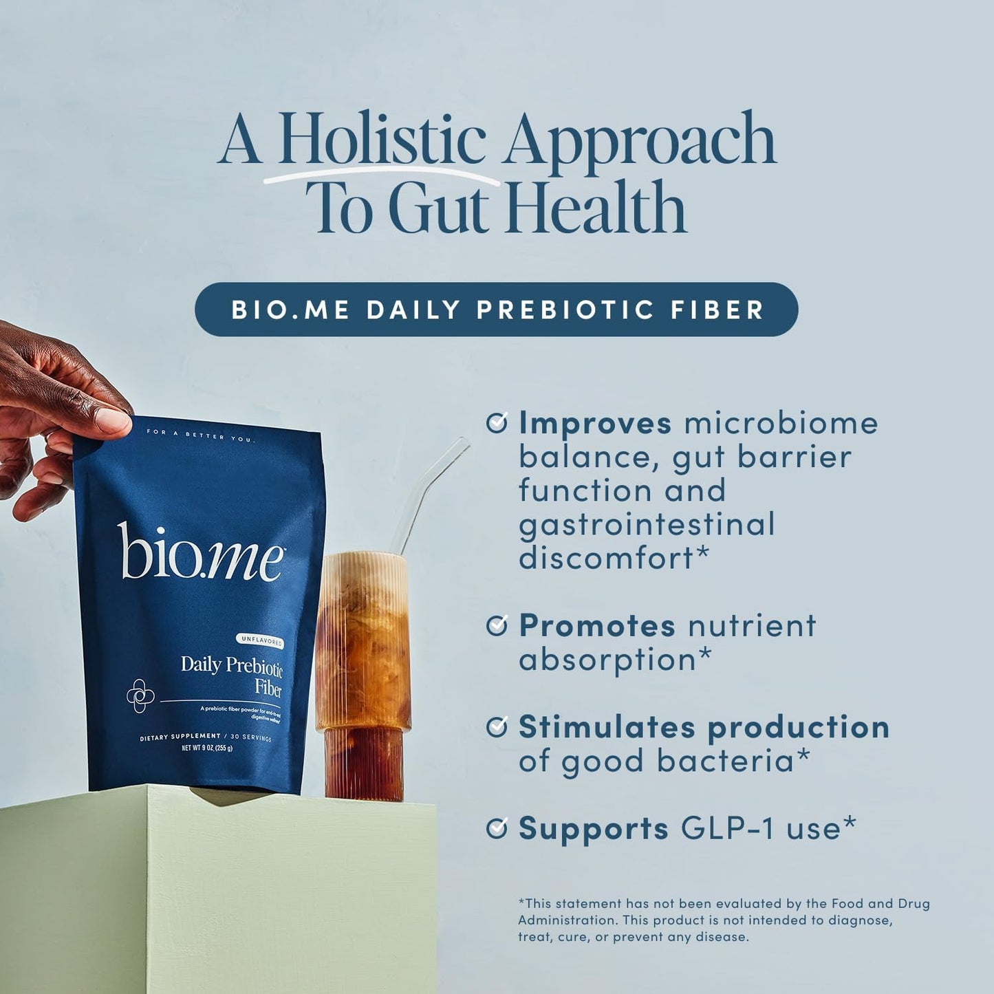 Digestive Health Fiber Supplement Powder with Prebiotics - Non-GMO & Gluten Free Soluble Fiber - 30 Servings