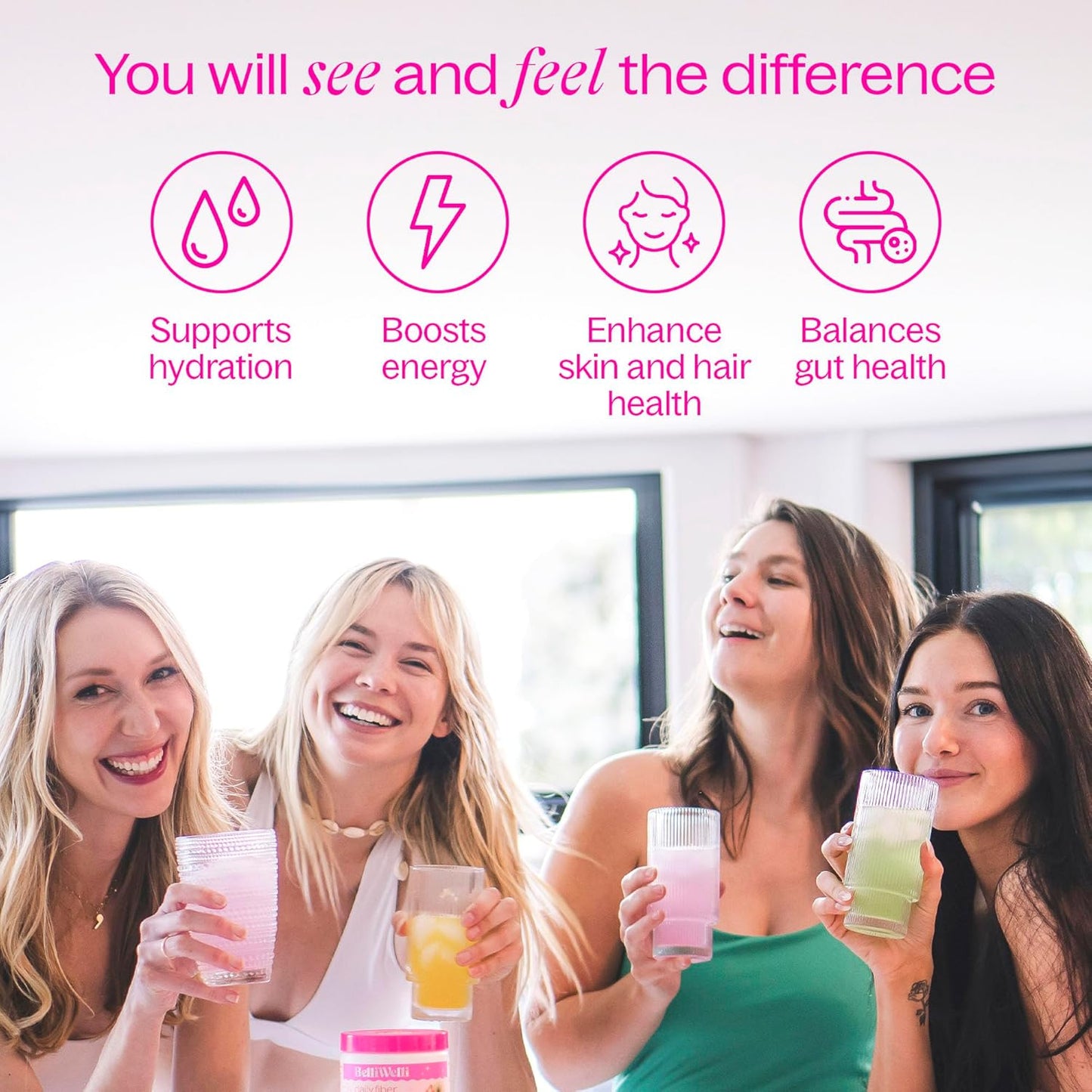 Digestive Health Fiber Supplement with Collagen, Probiotics, and Electrolytes - Cucumber Lime Mint Flavor - 16 Servings