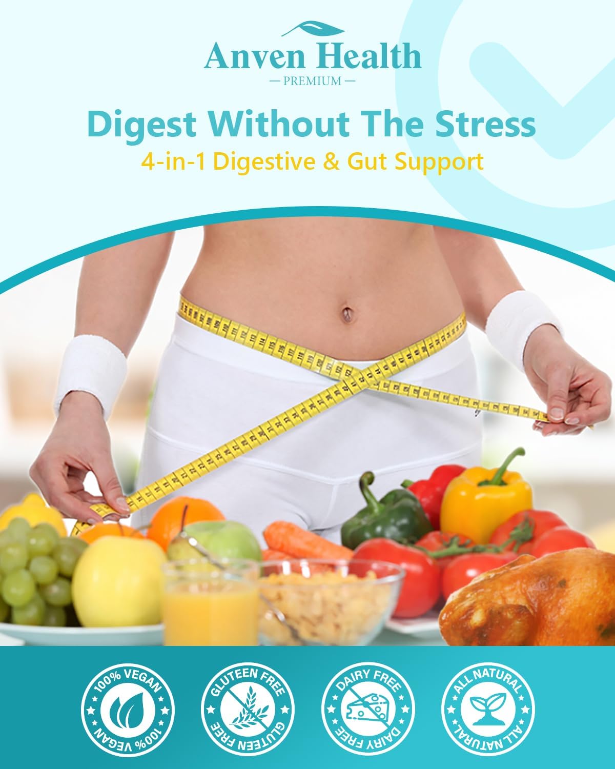 Digestive Health Probiotics for Women & Men - Enzymes, Prebiotic, Constipation Relief - 90 Capsules