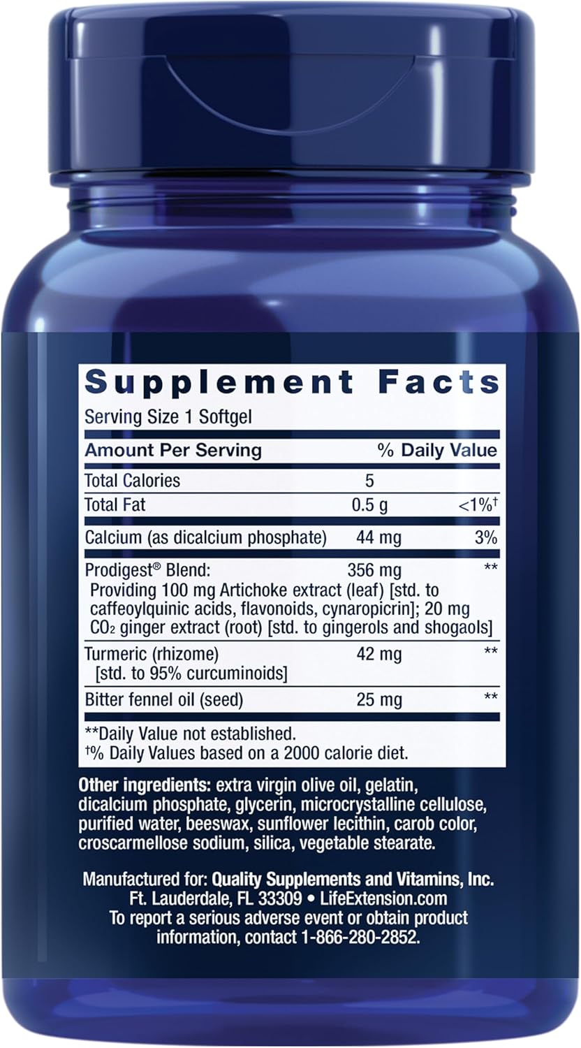 Digestive Health Supplement with Artichoke, Ginger, Fennel, Turmeric - Bloat Relief, Gluten Free, Non-GMO - 60 softgels