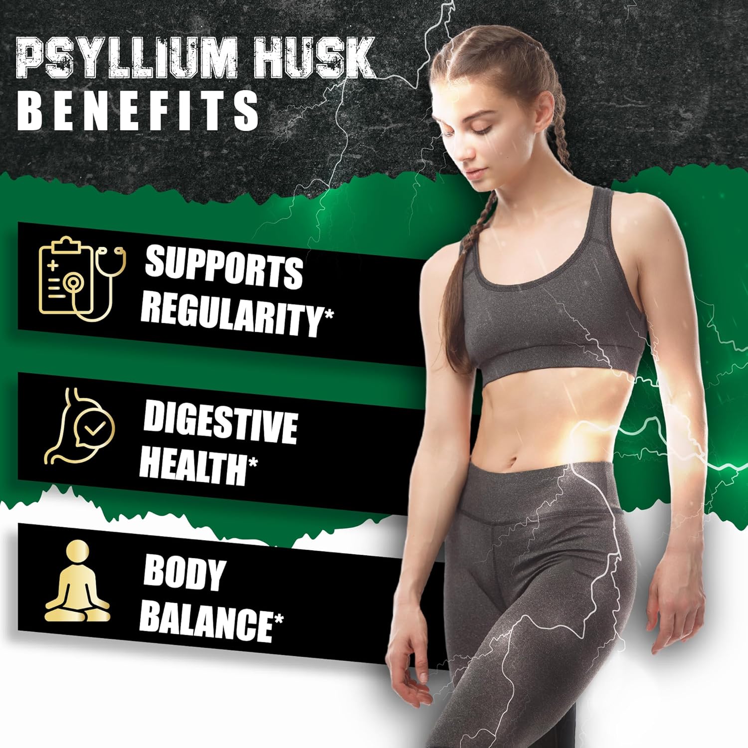 Digestive Health Support Capsules with Psyllium Husk, Fenugreek, Apple Cider Vinegar, Turmeric, Ginger, Black Pepper - 120 Count