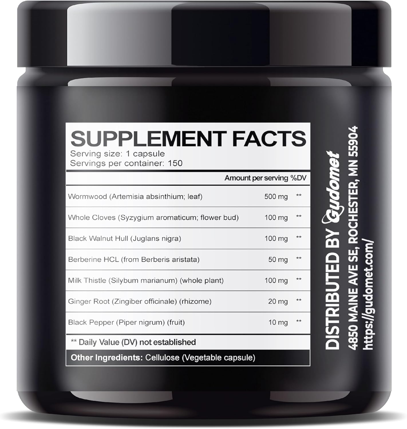 Digestive Health Support Supplement with Wormwood, Black Walnut, Cloves, Berberine, Milk Thistle, Ginger - Liver Cleanse -150 Capsules USA