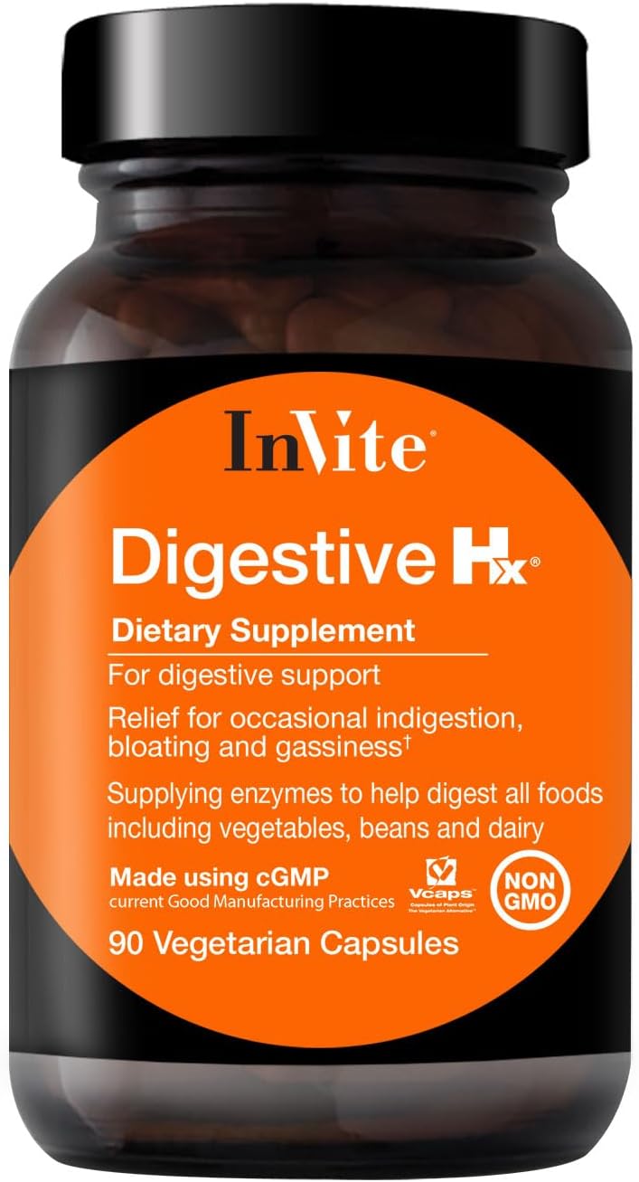 Digestive Hx® Supplement: Enhances Digestion, Alleviates Bloating and Gas - With Pancreatic Enzymes, Pepsin, and Betain HCL - 90 Veg Capsules (2-Pack)