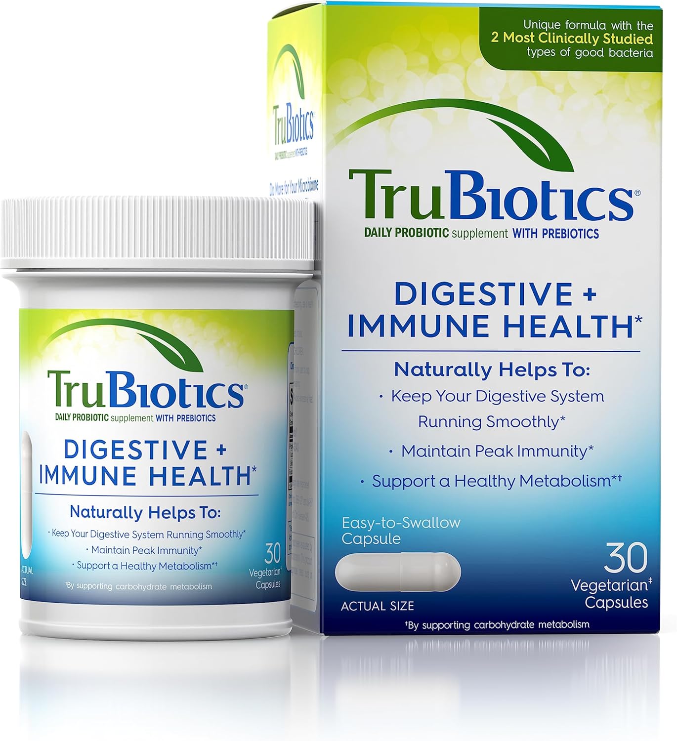 Digestive & Immune Support Probiotic Supplement with Prebiotics for Regularity & Comfort - 30 Capsules