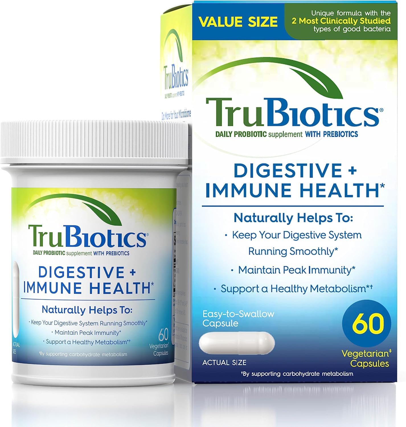 Digestive & Immune Support Probiotics with 2 Clinically Studied Strains - 60 Capsules