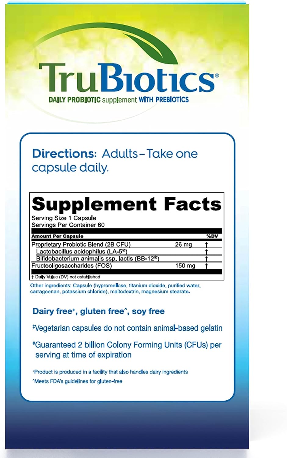 Digestive & Immune Support Probiotics with 2 Clinically Studied Strains - 60 Capsules