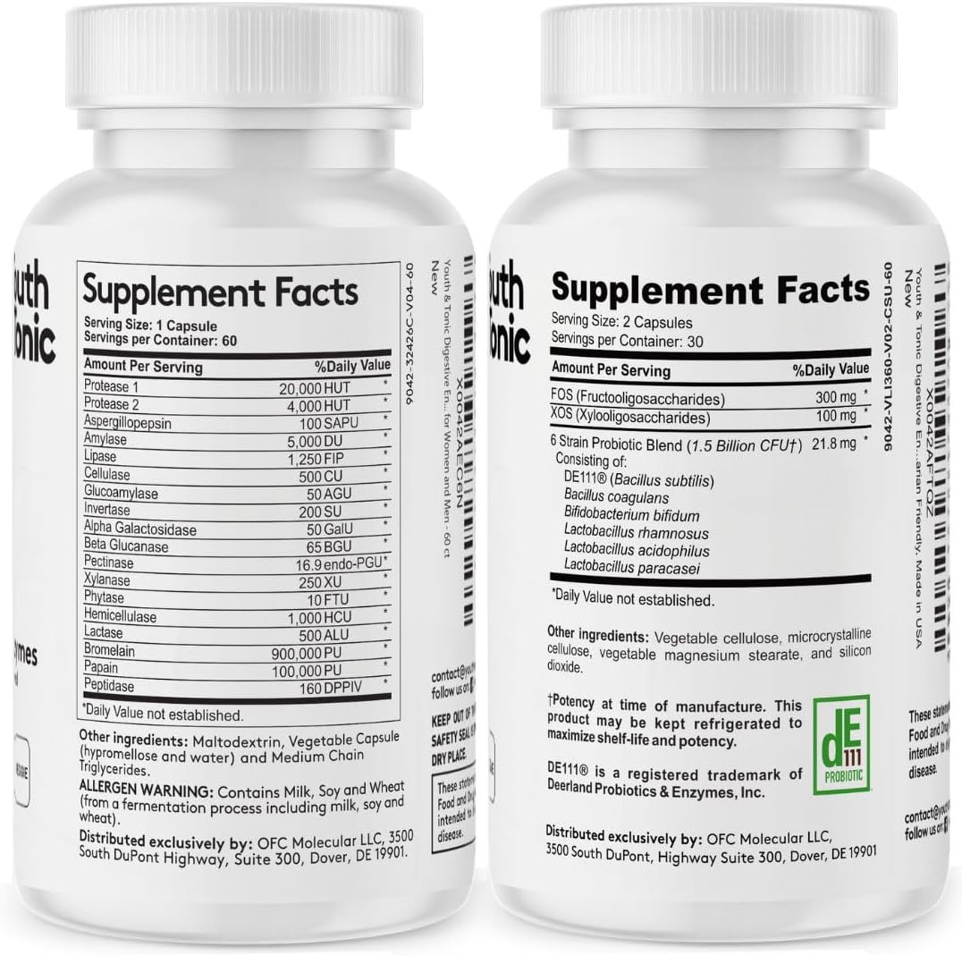 Digestive Supplement for Bloating and Gut Health with Enzymes, Probiotics, and Prebiotics - 120 Pills for Women and Men