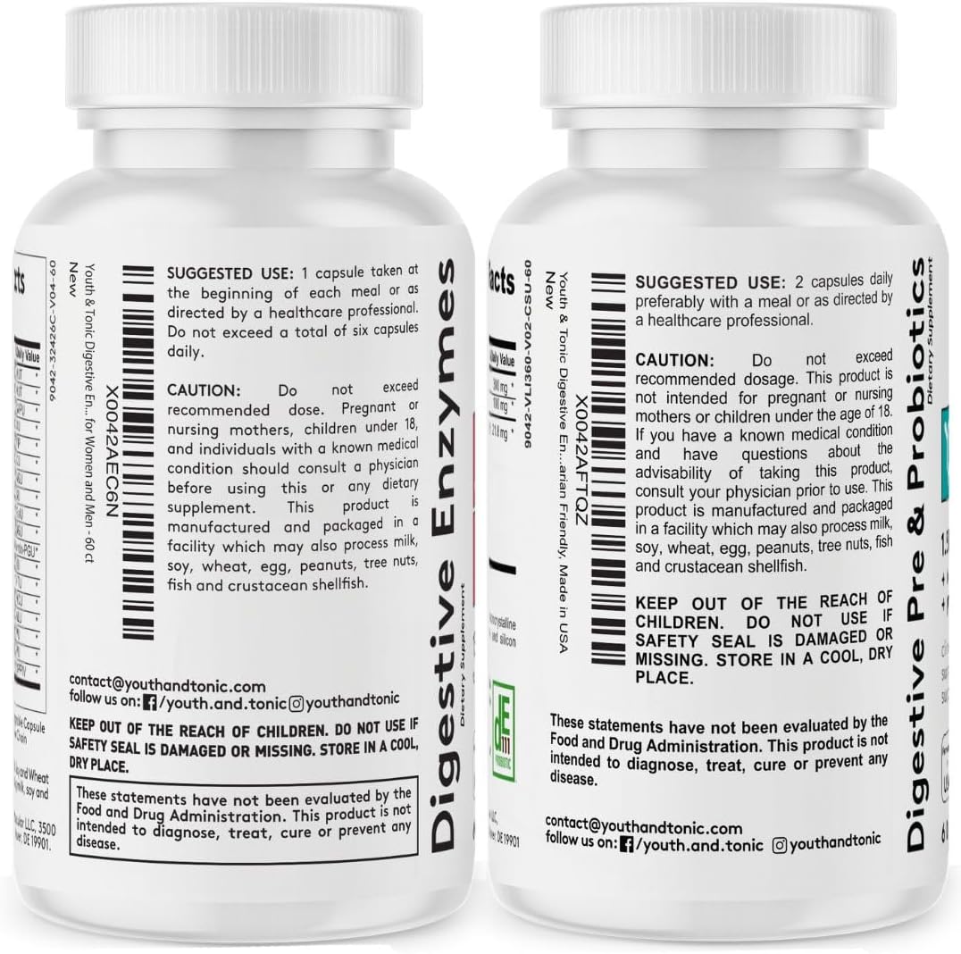 Digestive Supplement for Bloating and Gut Health with Enzymes, Probiotics, and Prebiotics - 120 Pills for Women and Men