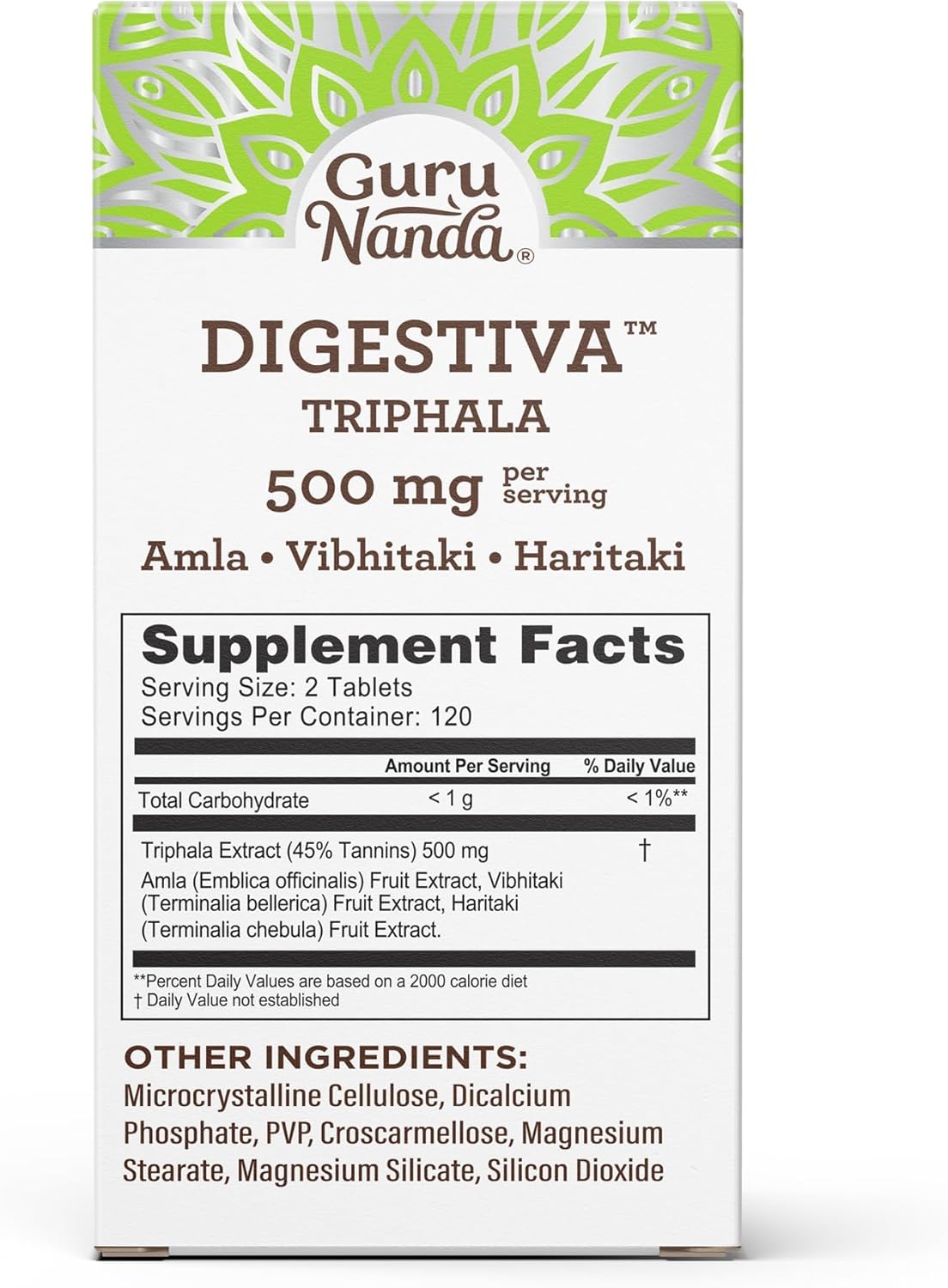Digestive Support with GuruNanda Triphala Tablets - 240 Count, Natural Relief for Bloating & Constipation, Amla, Haritaki, and Bibhitaki Supplement