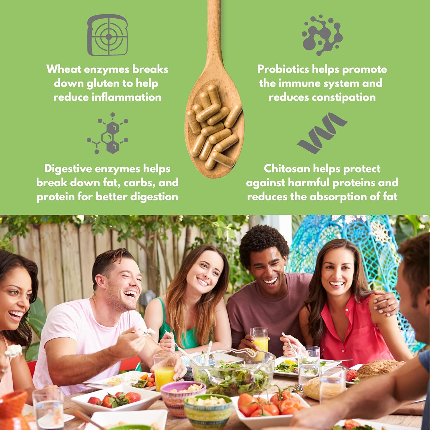 DigestShield® Probiotic, Prebiotic, & Enzyme Supplement - Reduce Bloating, Safely Digest Dairy & Gluten, Chitosan for Fat Absorption - 90 Meals