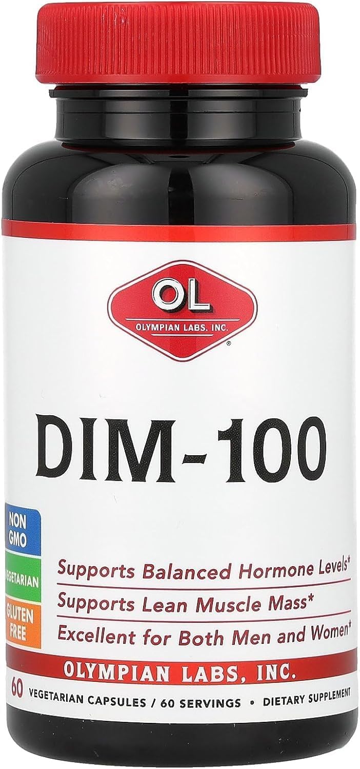 Diindolylmethane (DIM) Supplement 100mg - 60 Daily Capsules for Men and Women by Olympian Labs