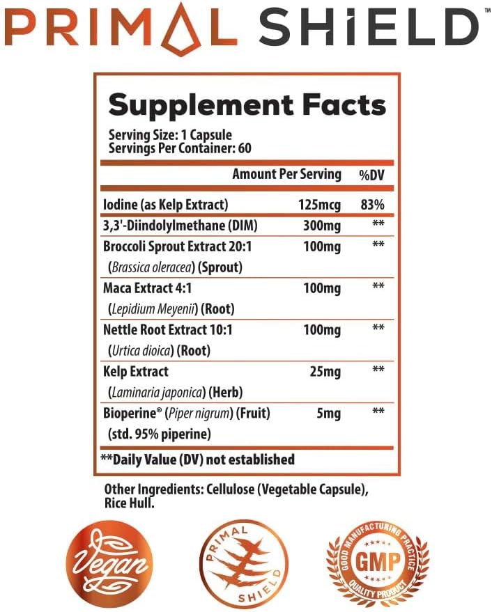 DIM 300mg Supplement for Hormone Balance with BioPerine - Potent Estrogen Blocker for Men & Women - Liver & Thyroid Health Support - 60 Servings