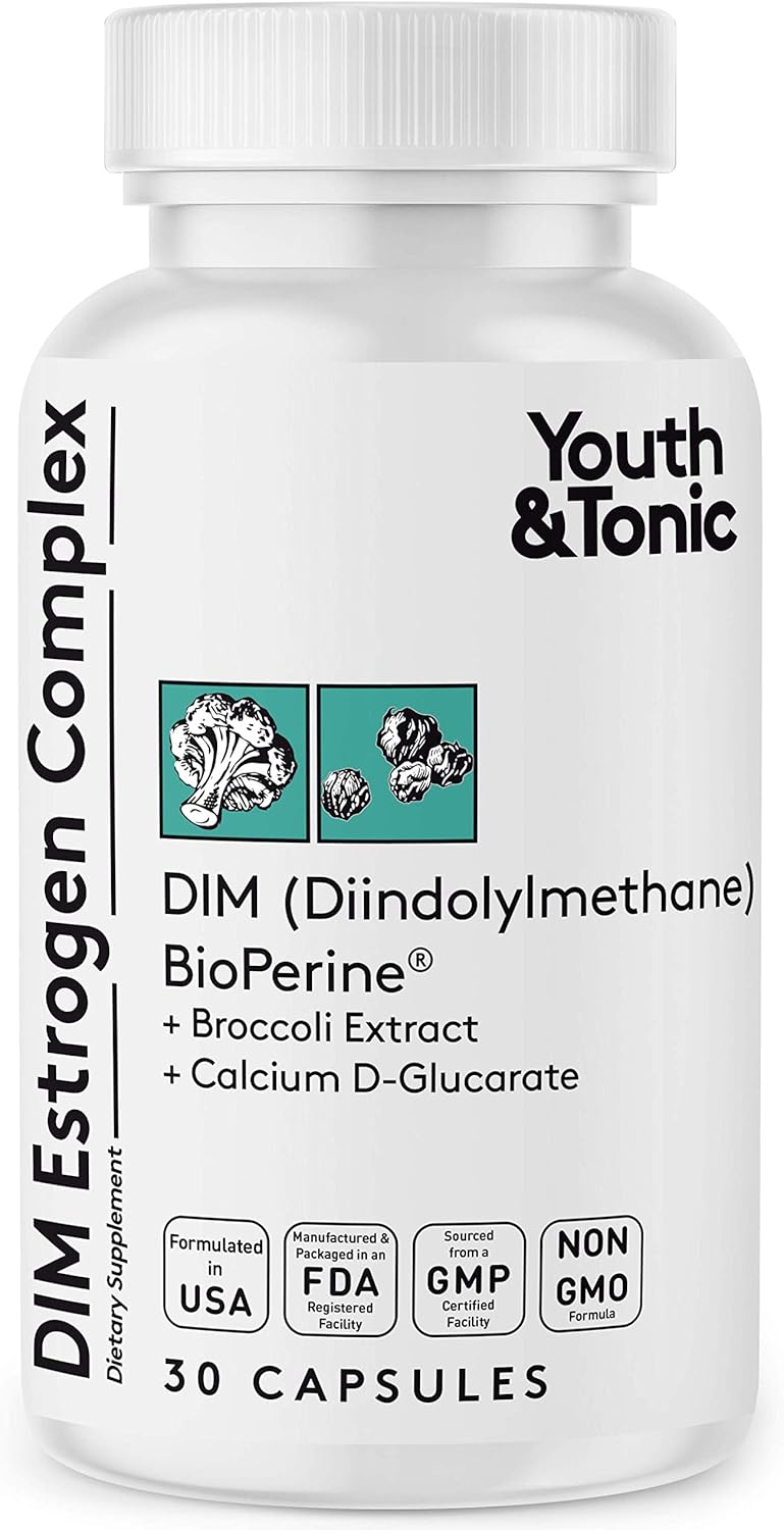 DIM BioPerine Supplement for Hormone Balance & Estrogen Metabolism Support - 30 Pills