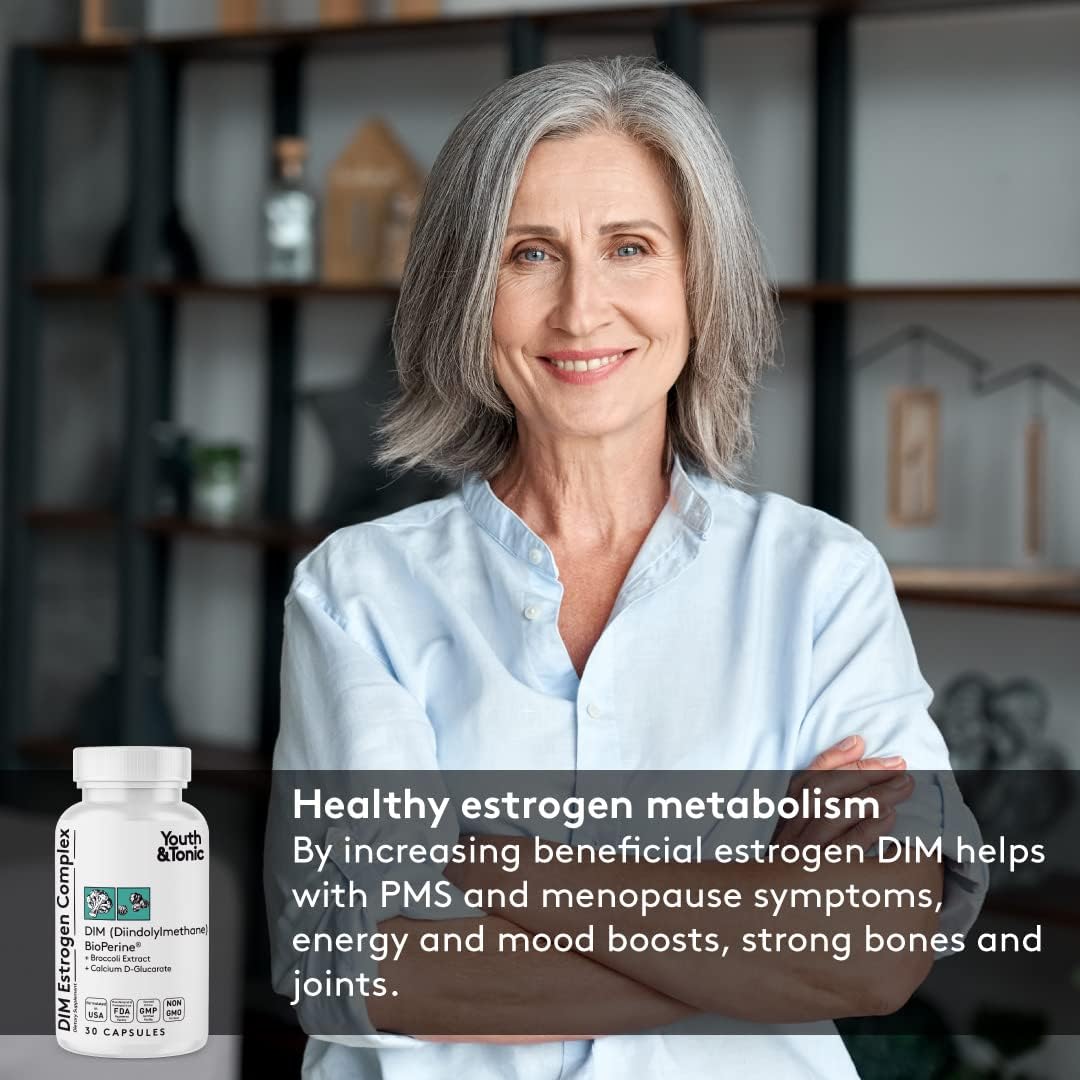 DIM BioPerine Supplement for Hormone Balance & Estrogen Metabolism Support - 30 Pills