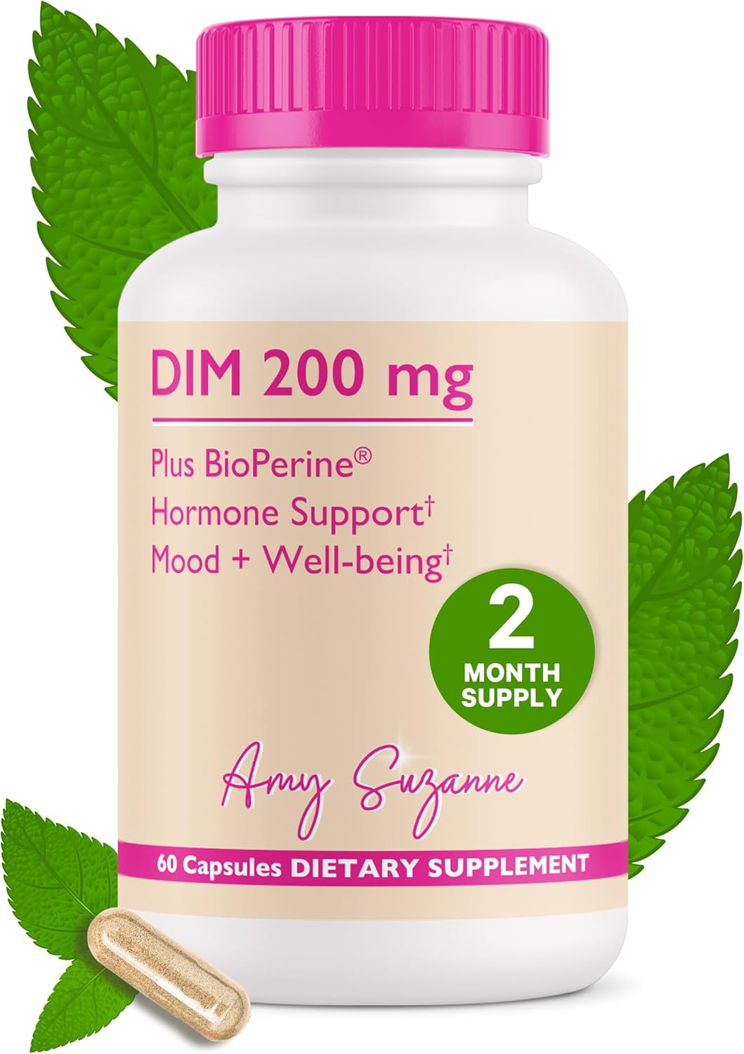 DIM Plus Bioperine Supplement for Women - Hormone Harmony & Menopause Support - Vegan 60 Day Supply