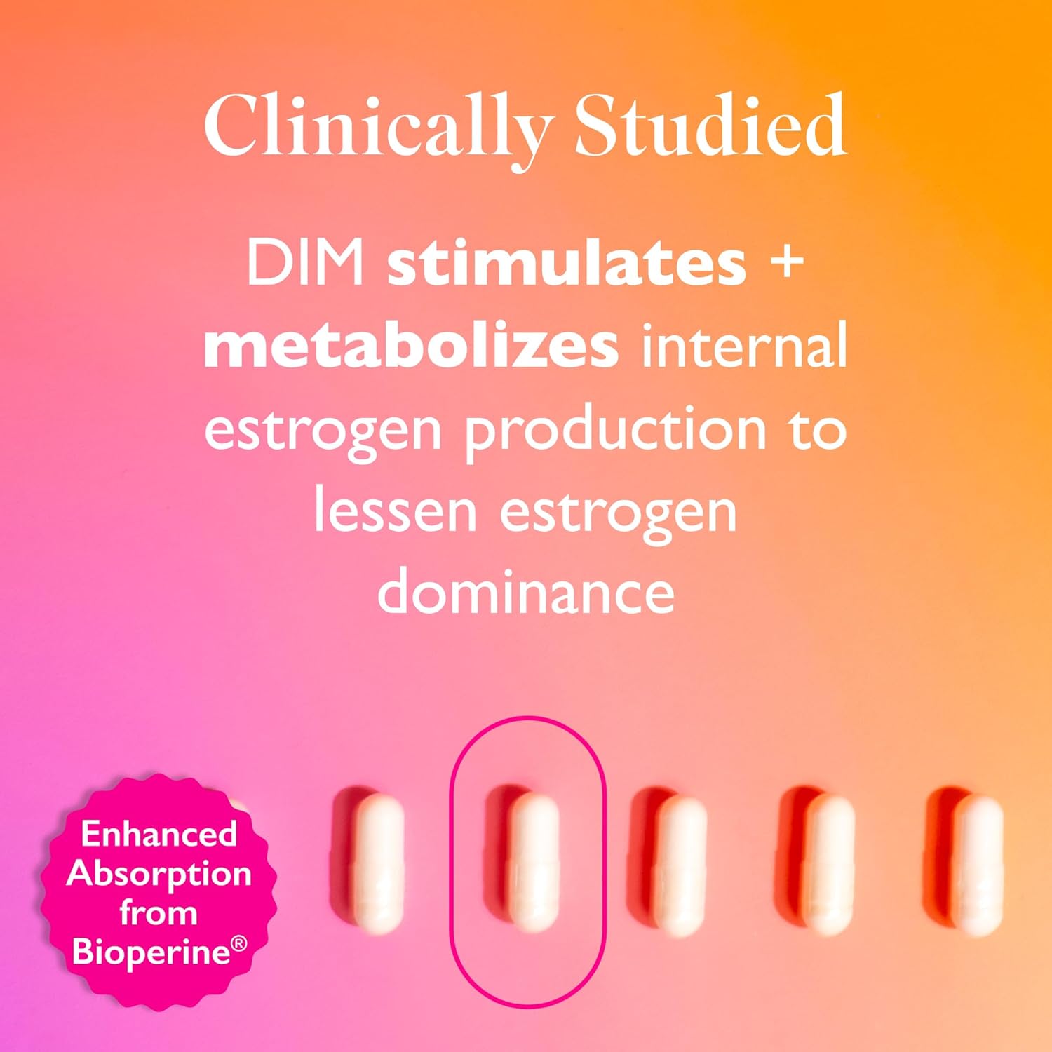 DIM Plus Bioperine Supplement for Women - Hormone Harmony & Menopause Support - Vegan 60 Day Supply