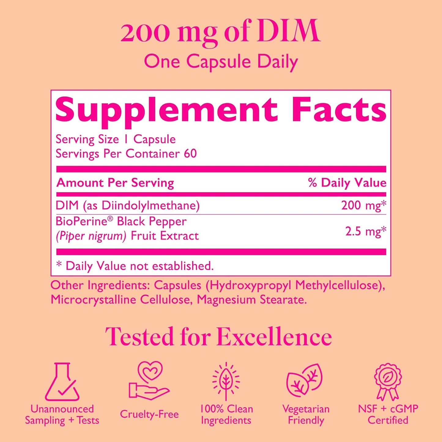 DIM Plus Bioperine Supplement for Women - Hormone Harmony & Menopause Support - Vegan 60 Day Supply
