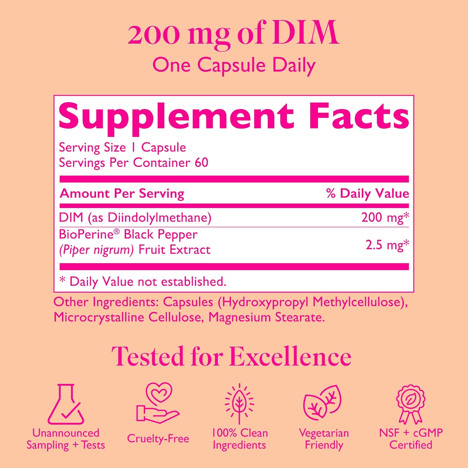 DIM Plus Bioperine Supplement for Women - Hormone Harmony & Menopause Support - Vegan 60 Day Supply