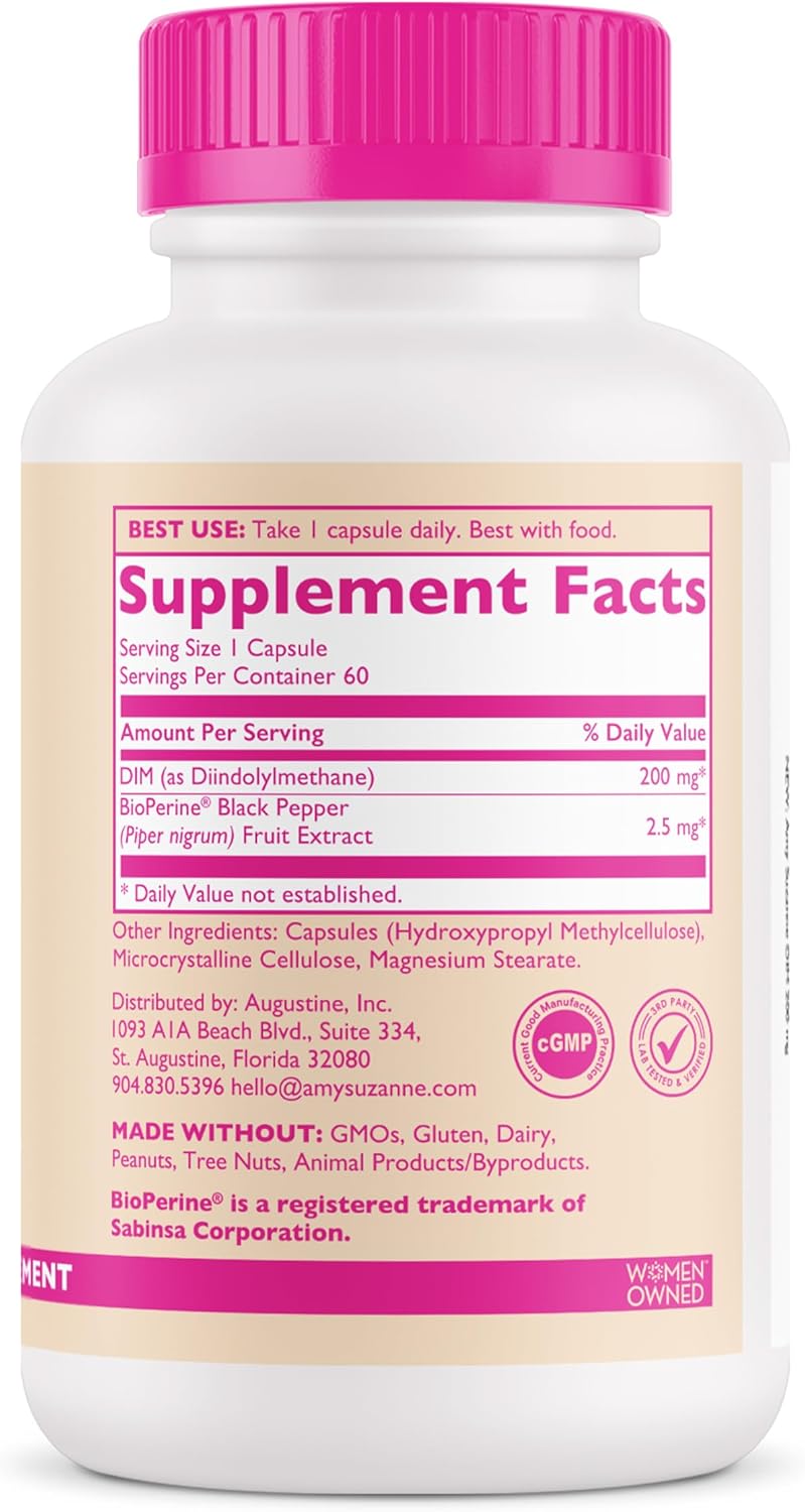 DIM Plus Bioperine Supplement for Women - Hormone Harmony & Menopause Support - Vegan 60 Day Supply