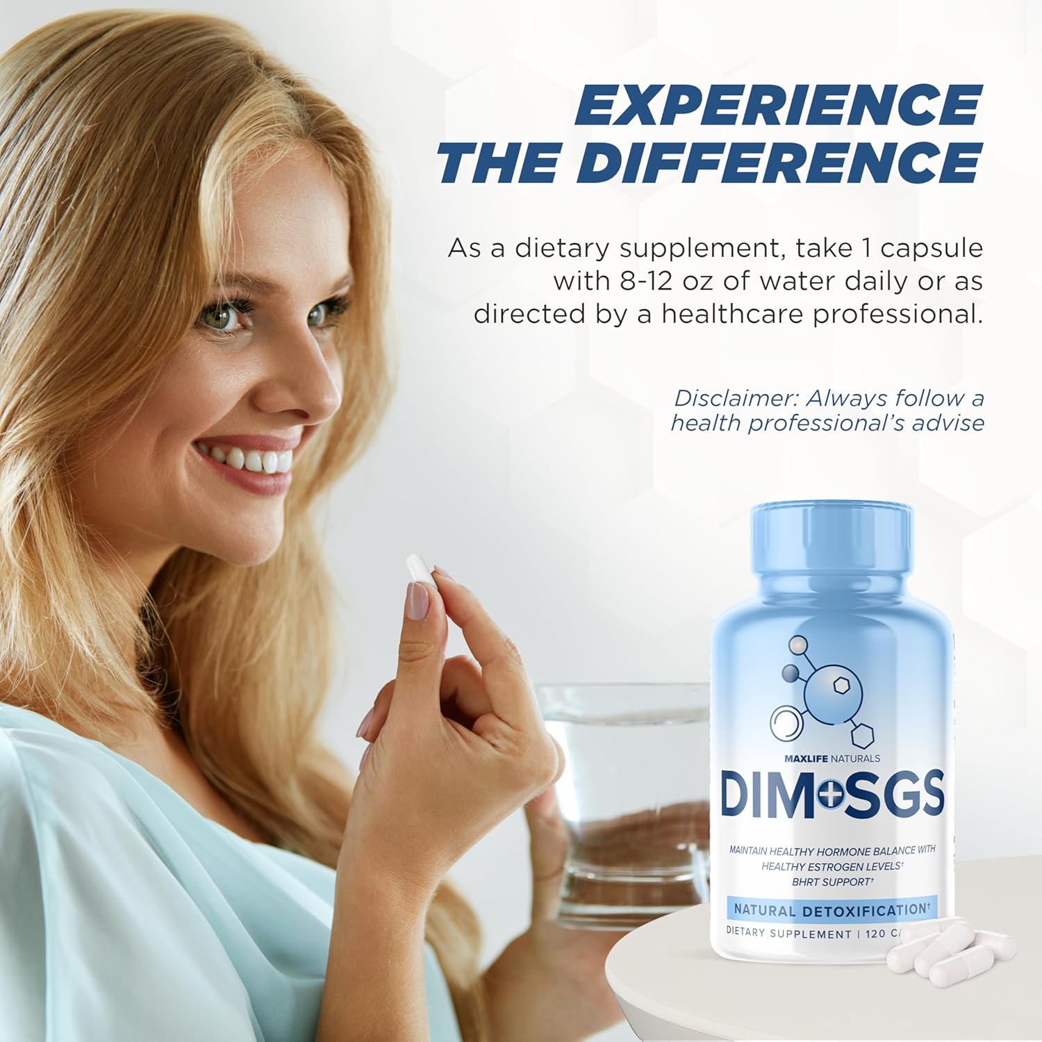 DIM SGS Supplement for Menopause & Prostate Health - 120 Capsules, Enhanced Absorption with Bioperine - 2-Month Supply