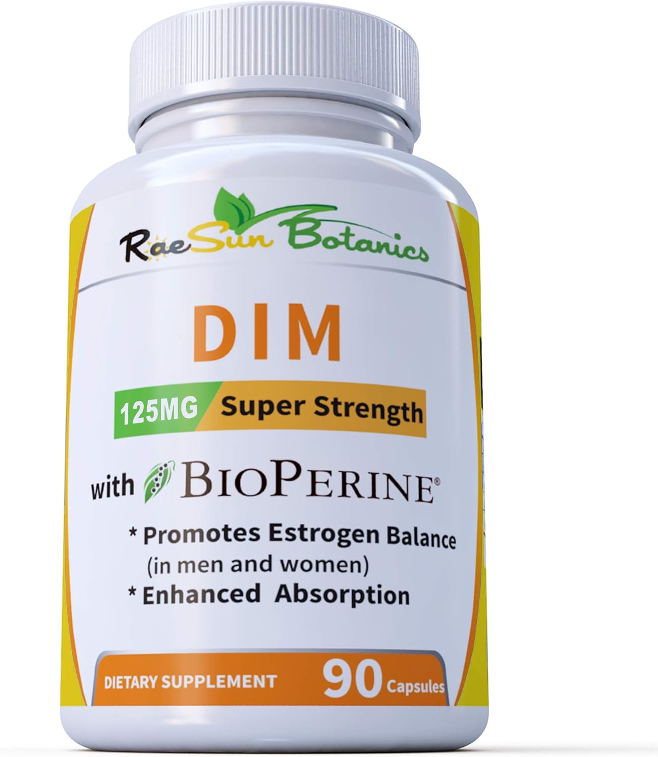 DIM Supplement 125mg with BioPerine - 90-Day Supply for Estrogen Balance, Hormone Menopause, Acne, Hair Skin Nails