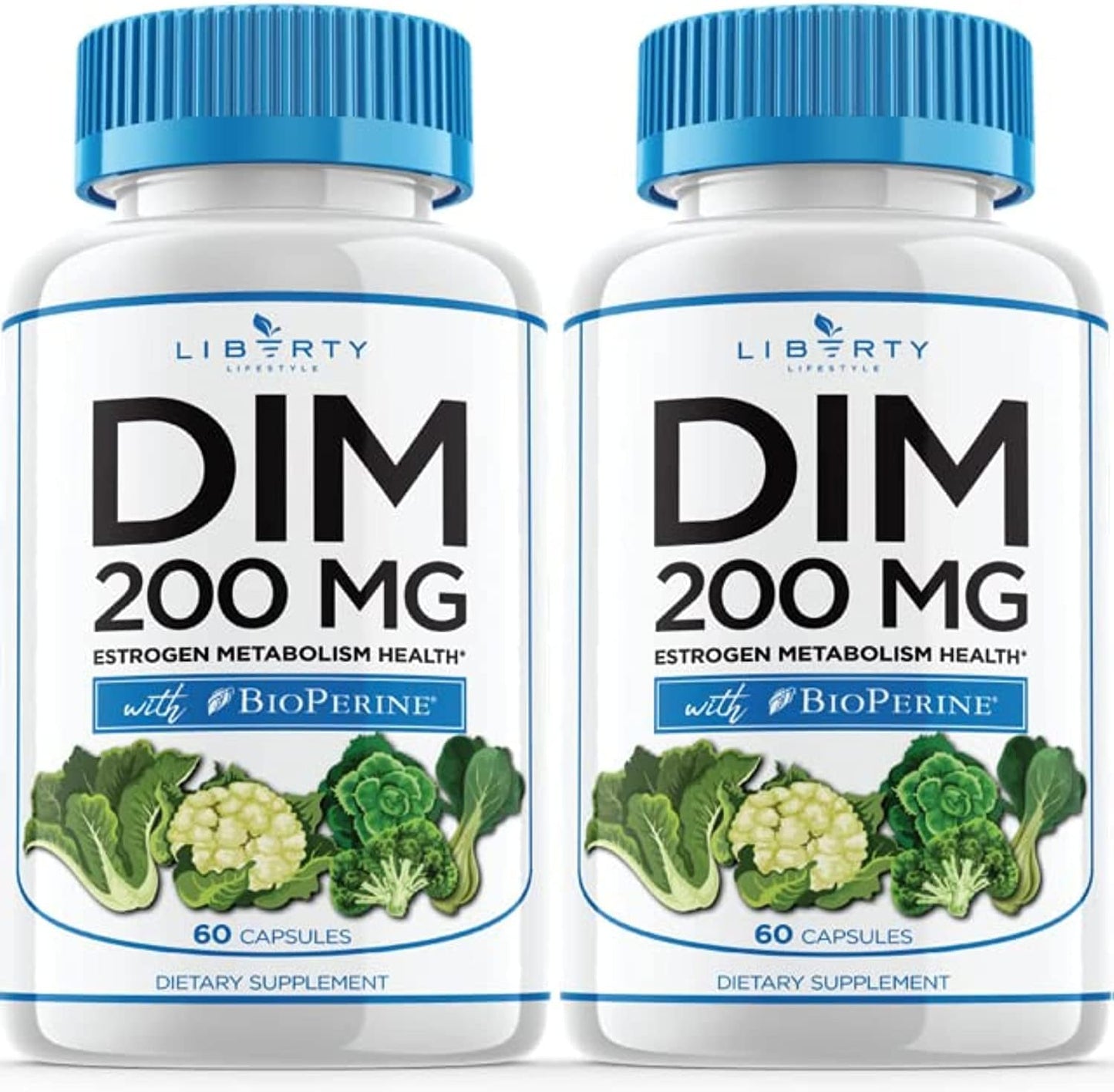 DIM Supplement 200mg with BioPerine for Estrogen Balance & Menopause Relief - Vegan Acne Treatment - 120 Capsules