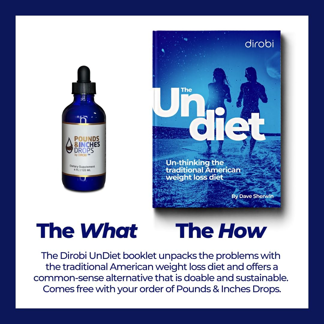 Dirobi Pounds and Inches Drops - Liquid Weight Loss Supplement for Women and Men - Blueberry Flavor - Diet Pill Alternative