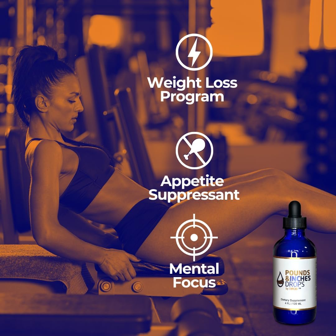 Dirobi Pounds and Inches Drops - Liquid Weight Loss Supplement for Women and Men - Blueberry Flavor - Diet Pill Alternative