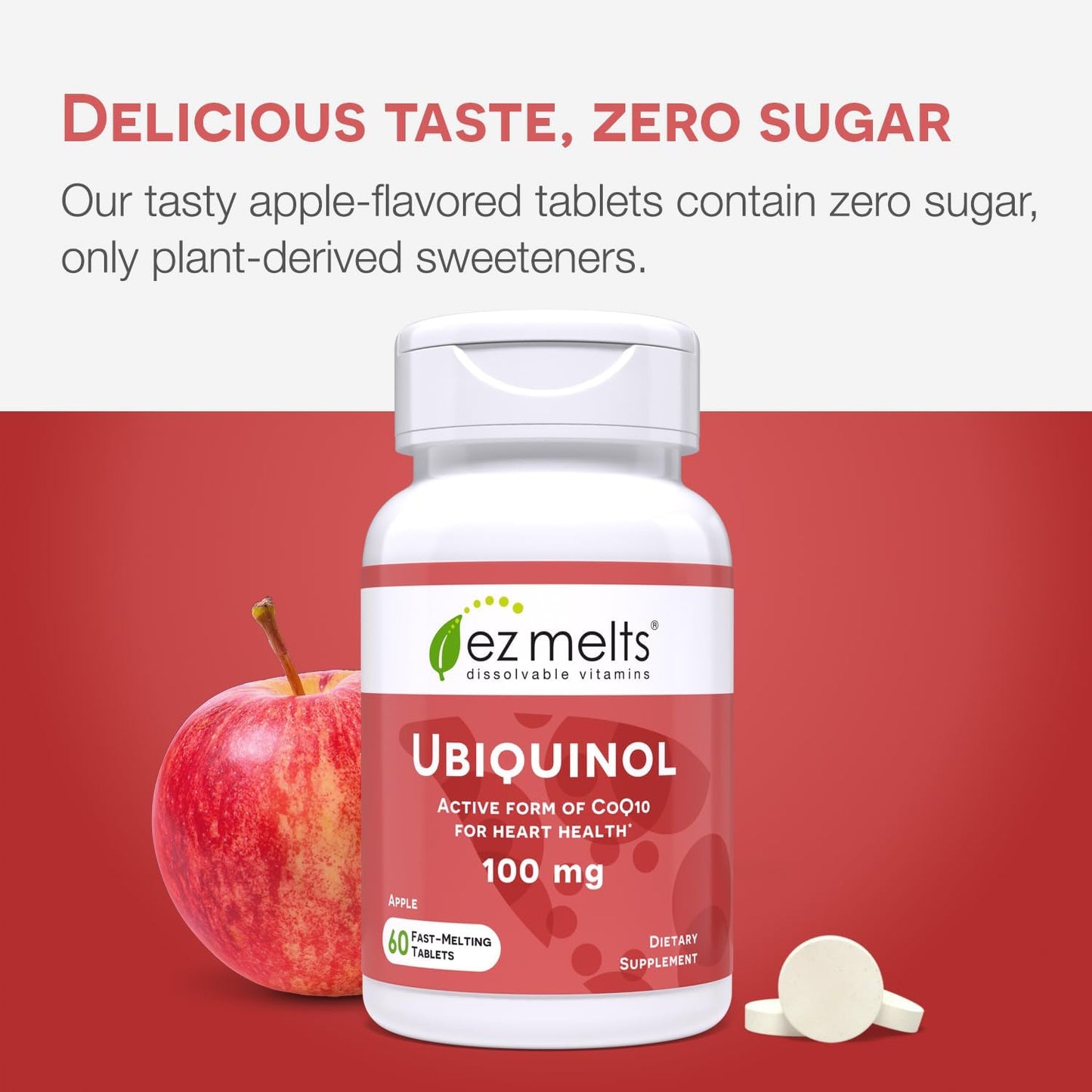 Dissolvable Ubiquinol CoQ10 100mg for Heart Health, Sugar-Free, 2-Month Supply, Men & Women's Supplement