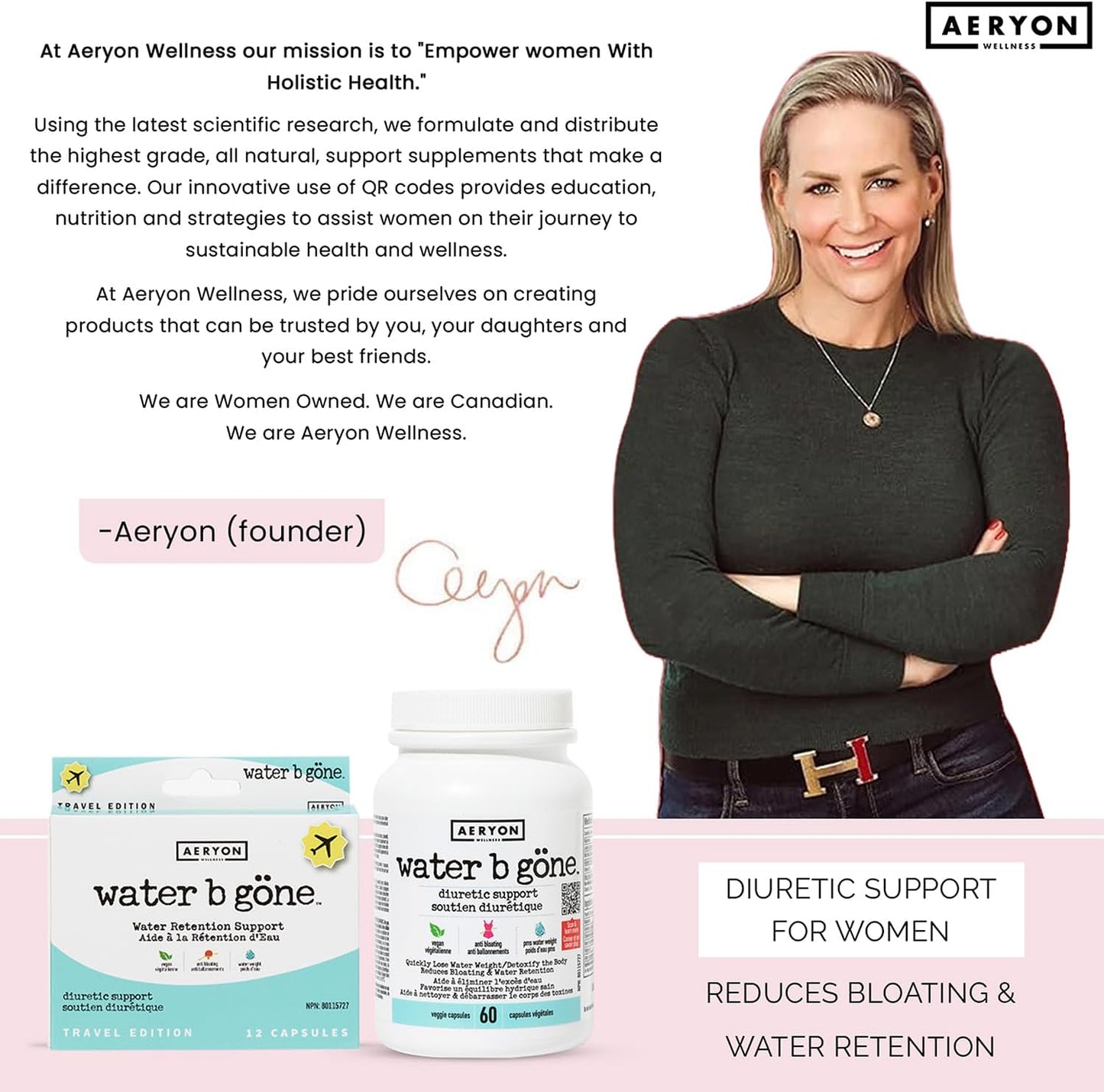 Diuretic Pills for Women - Reduce Water Retention, Bloating & PMS - 60 Vegan Capsules