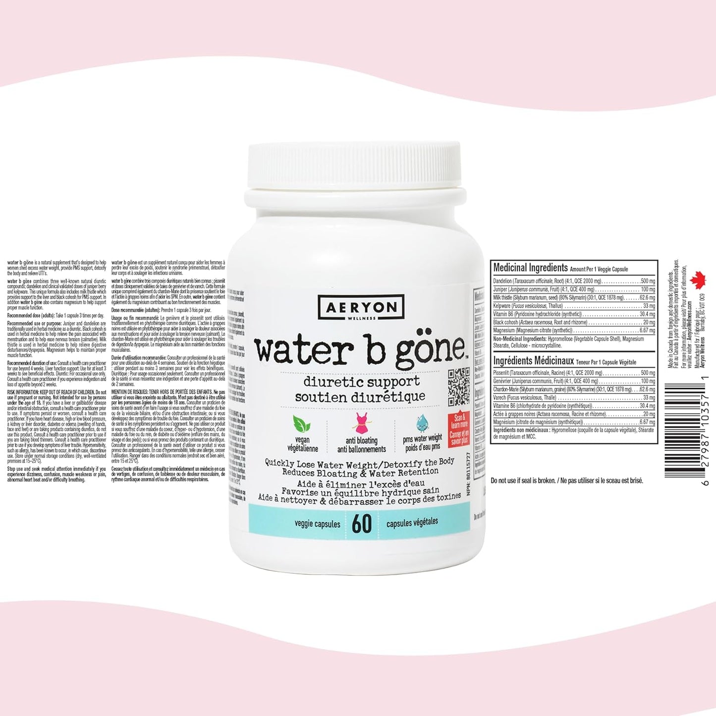 Diuretic Pills for Women - Reduce Water Retention, Bloating & PMS - 60 Vegan Capsules