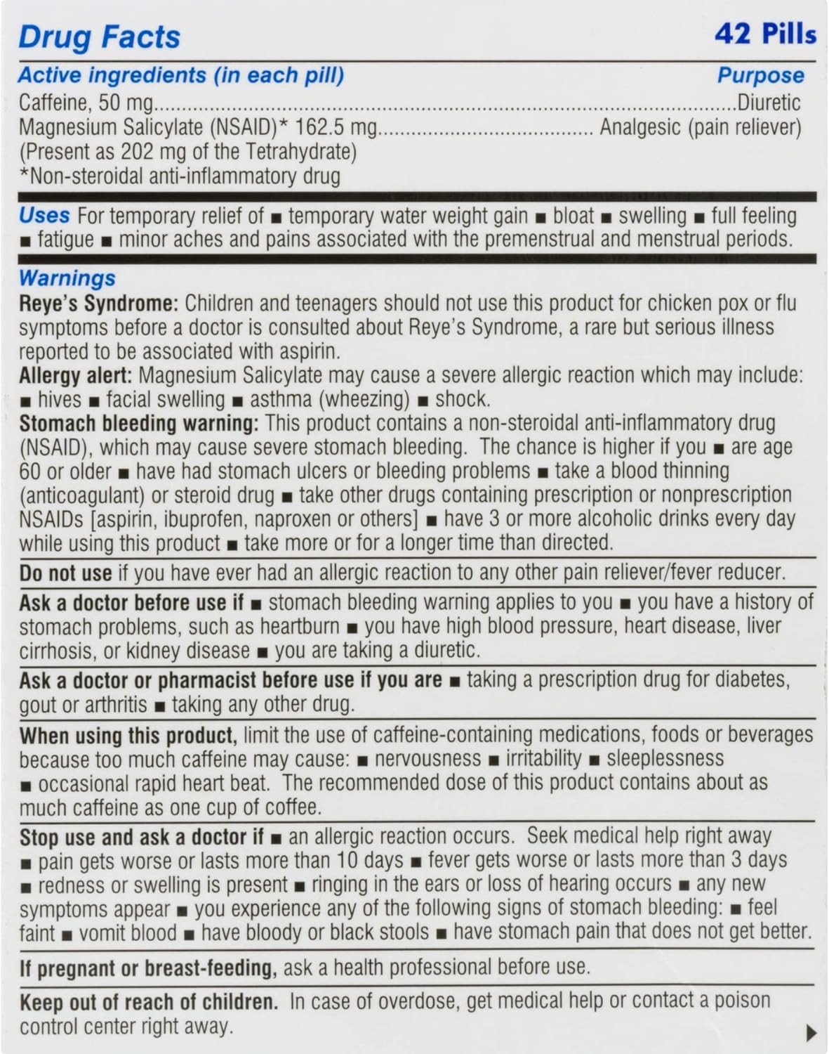 Diurex Original Formula Water Pills - 42 Count Bottle