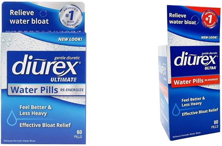 Diurex Ultimate & Ultra Water Pills Bundle - Maximum Strength Diuretic for Bloat Relief - 60 Count & 80 Count