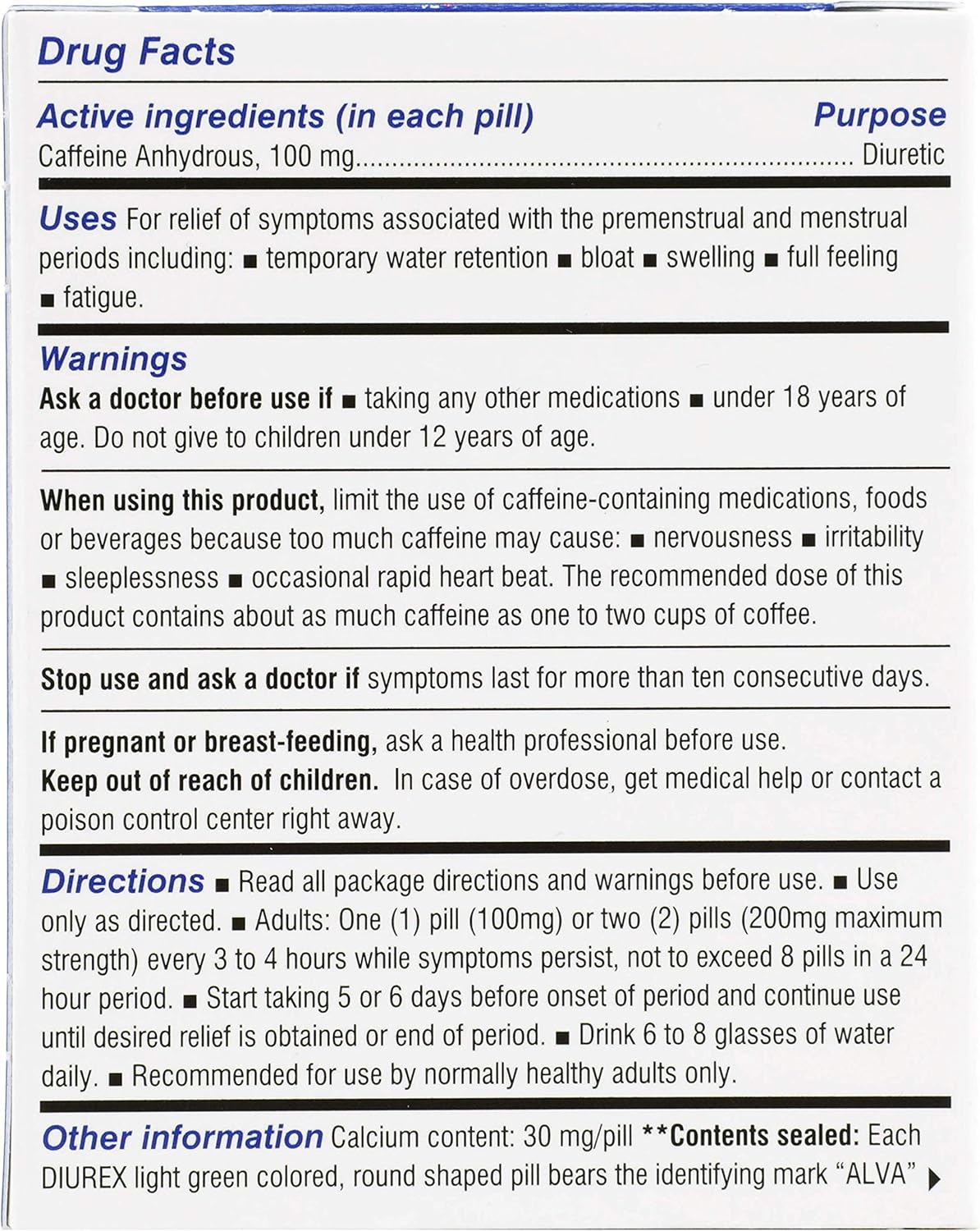 Diurex Water Pills, Pack of 6 (132 Count) for Bloating Relief and Water Weight Loss