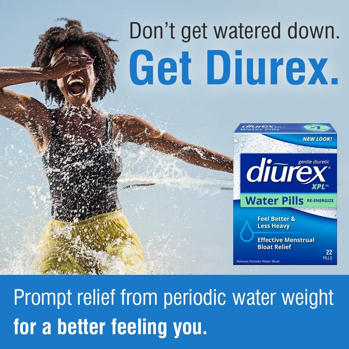 Diurex XPL Re-energizing Water Pills - 22 Count - Reduce Bloating and Fatigue