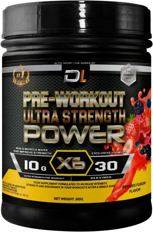 DL Pure Pre Workout Supplement for Explosive Energy, Strength, and Endurance | Natural Formula with Creatine, Beta Alanine, Citrulline, and Betaine | Sugar Free Fruit Punch Flavor | 30 Servings