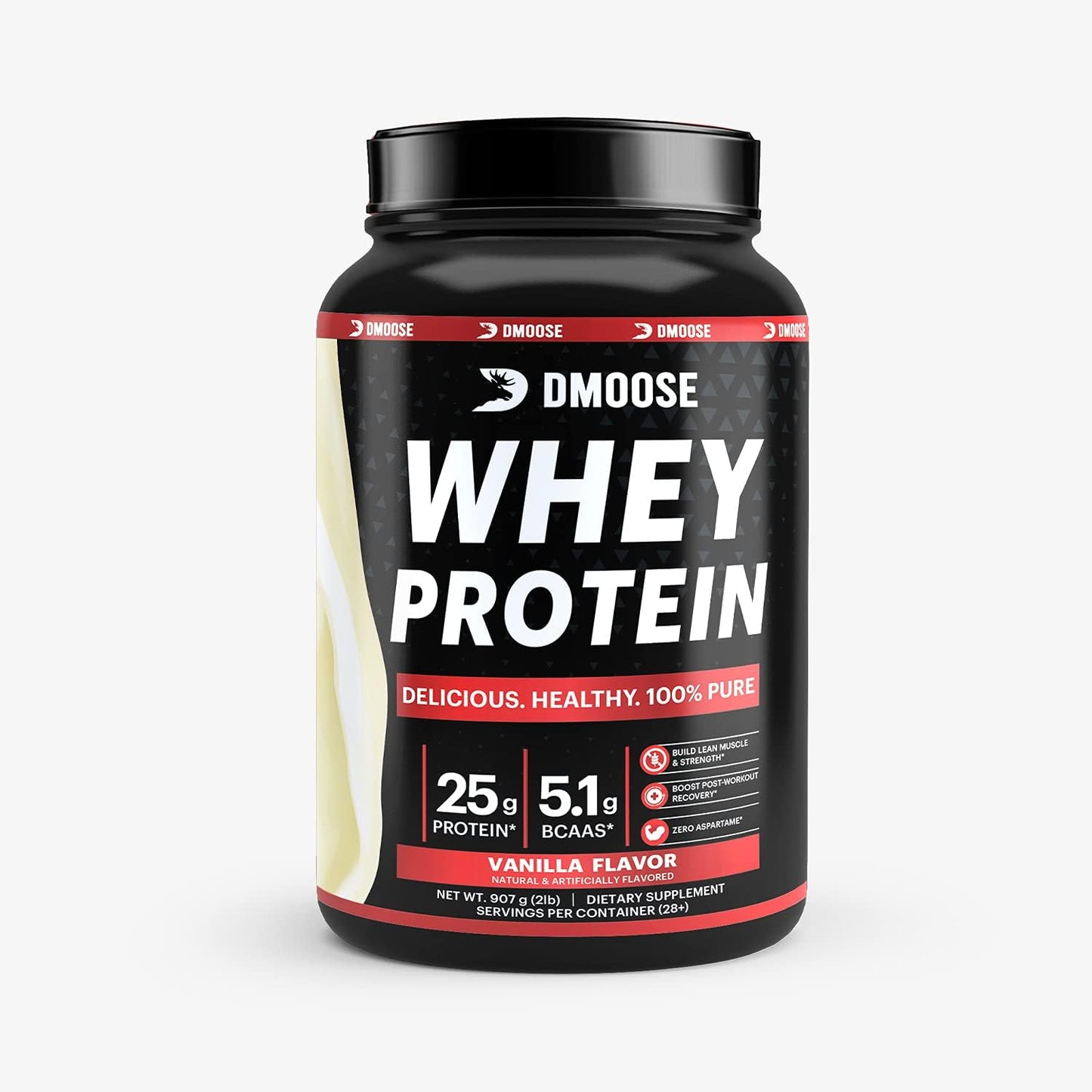 DMoose Fitness Whey Protein Powder 24g Protein 130 Calories 5.1g BCAAs Natural Muscle Gain Powder Chocolate/Vanilla 2lbs