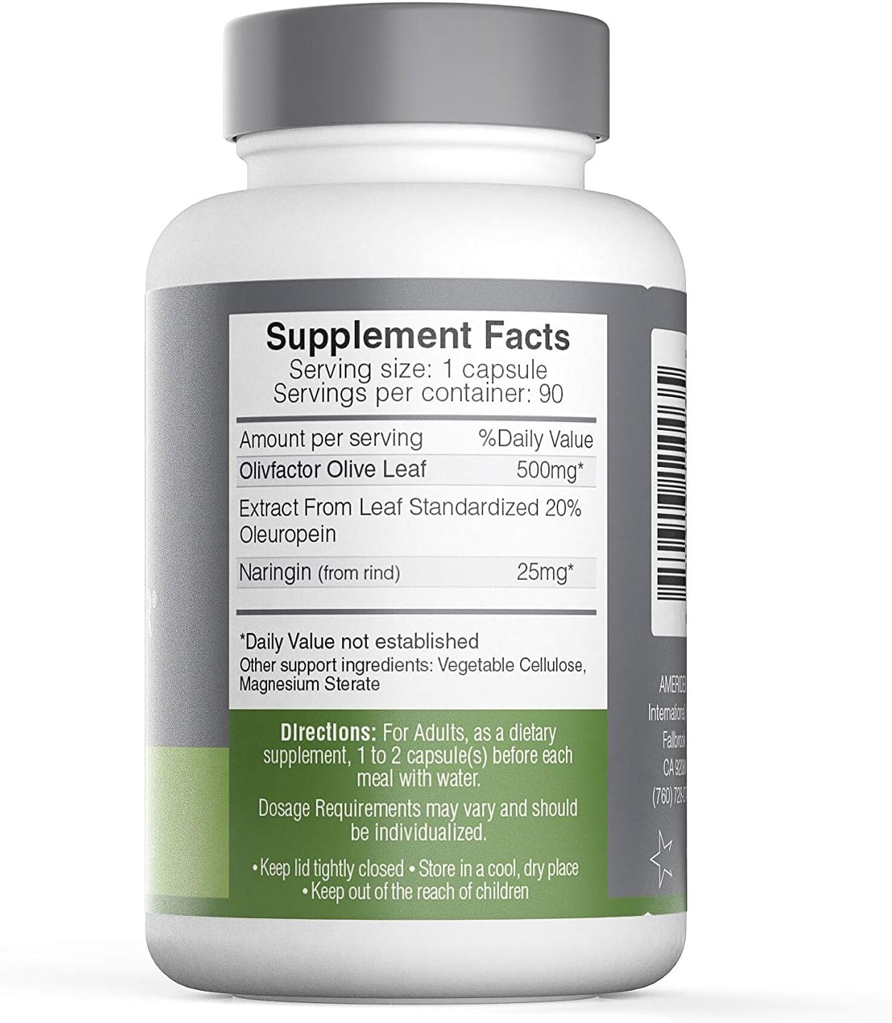 DNA Tested Olive Leaf Extract with 20% Oleuropein - 90 Vcapsules, 525mg - Ameriden International, Inc.