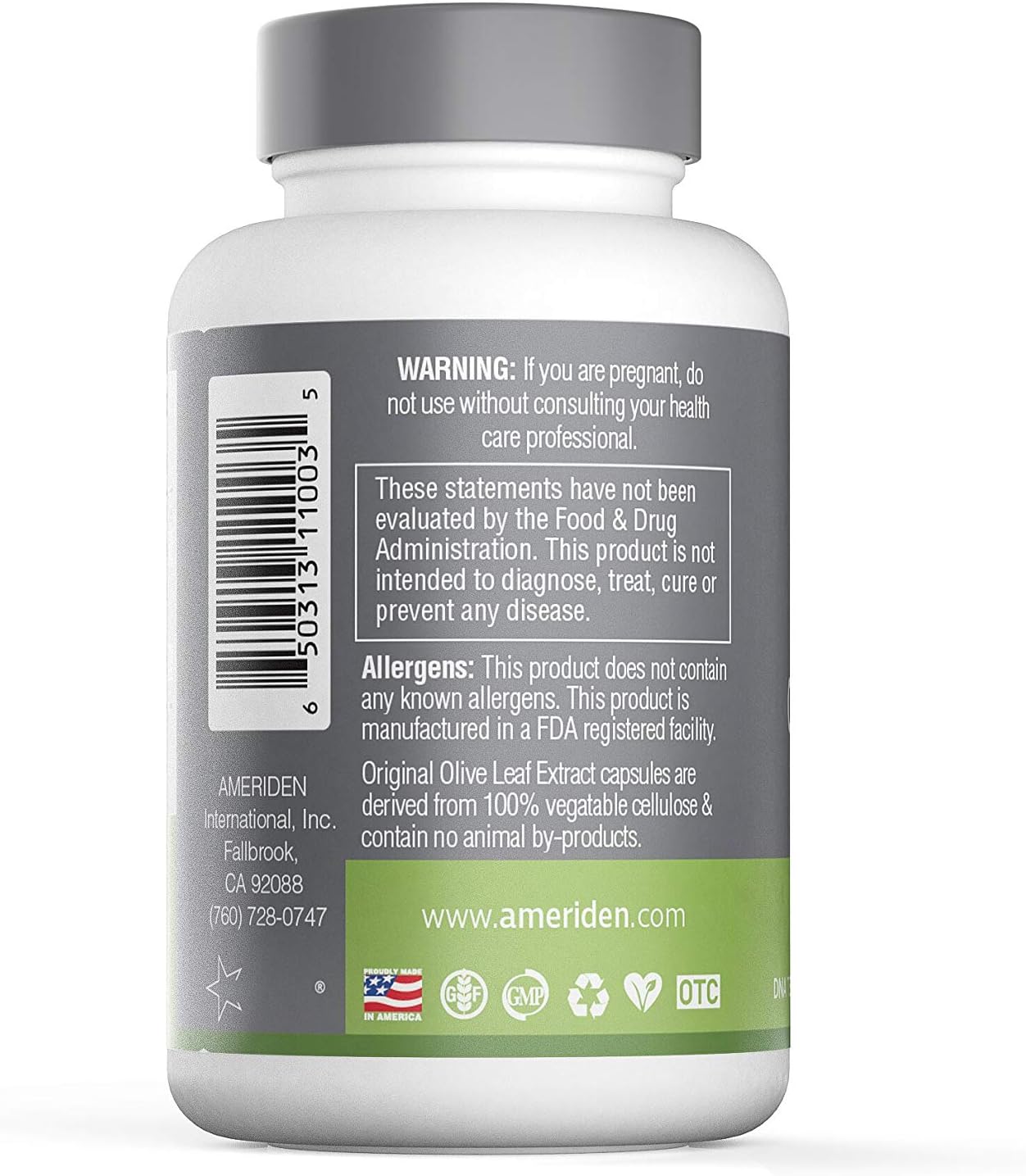 DNA Tested Olive Leaf Extract with 20% Oleuropein - 90 Vcapsules, 525mg - Ameriden International, Inc.