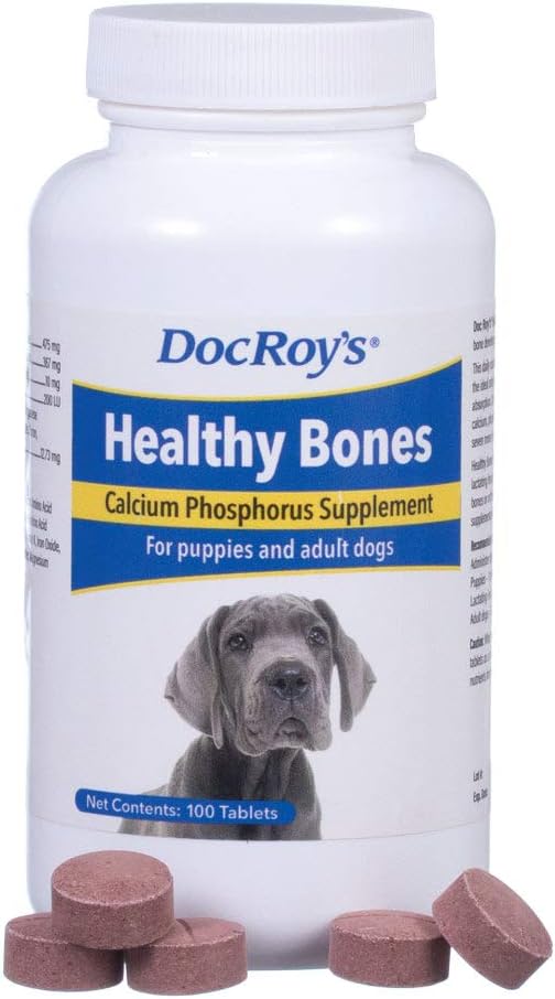 Doc Roy's Healthy Bones Calcium Phosphorus Supplement for Dogs & Puppies 100ct Tablets by Revival Animal Health