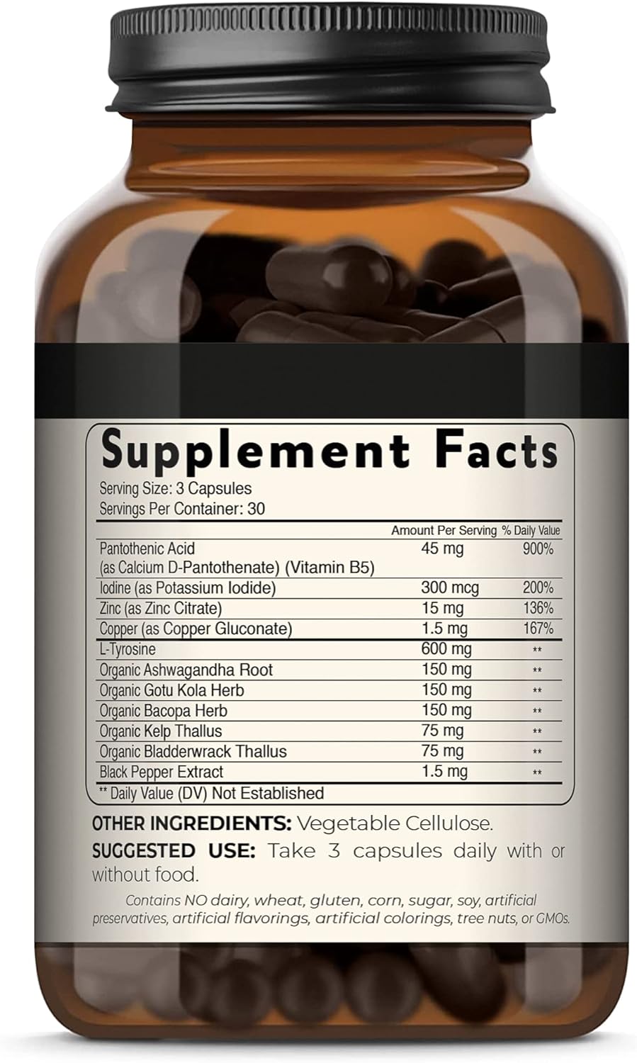 Doctor-Approved Thyroid Support Supplement for Energy, Focus, and Metabolism Boost | Includes Iodine, Ashwagandha, and L-Tyrosine | 90 Capsules