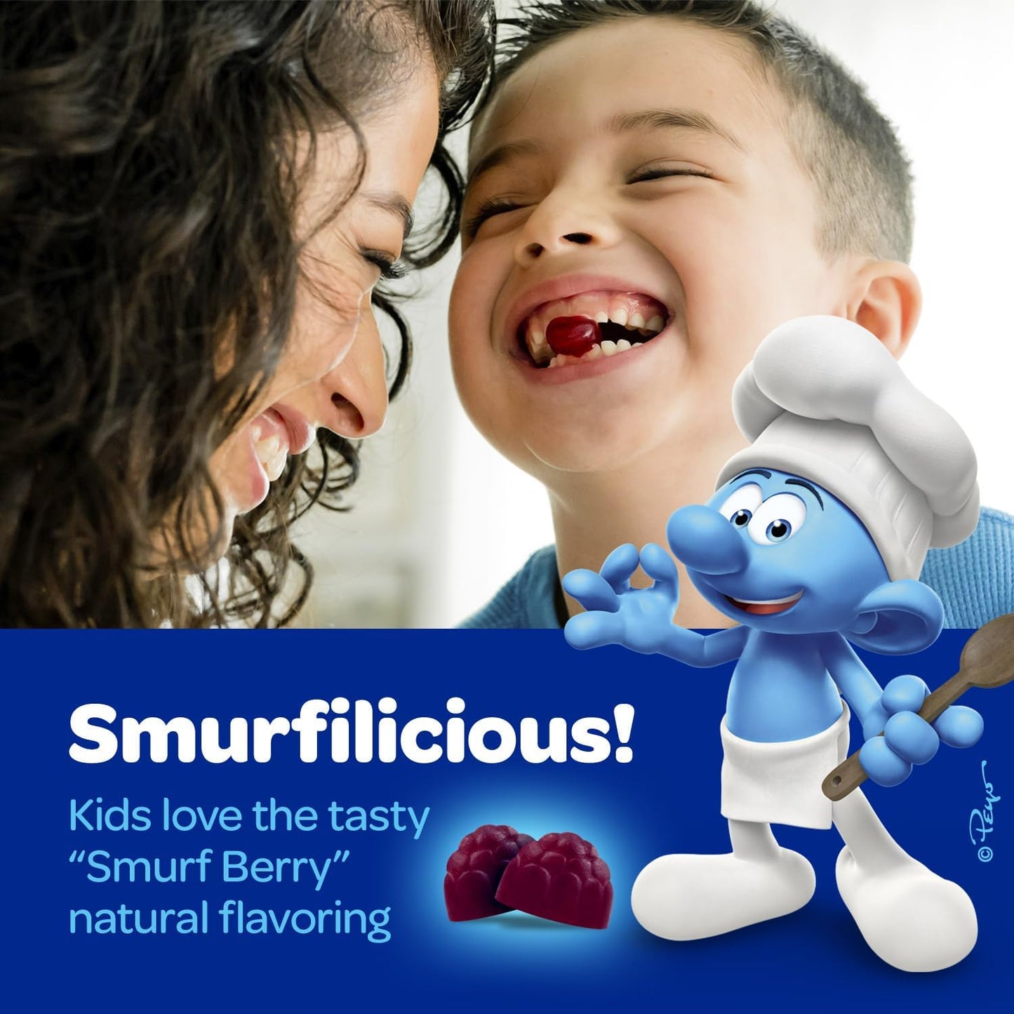 Doctor-Developed VITABURST Smurfs Focus Gummies for Kids | Phosphatidylserine Supplement | Real Fruit | Non-GMO | 30 Gummies
