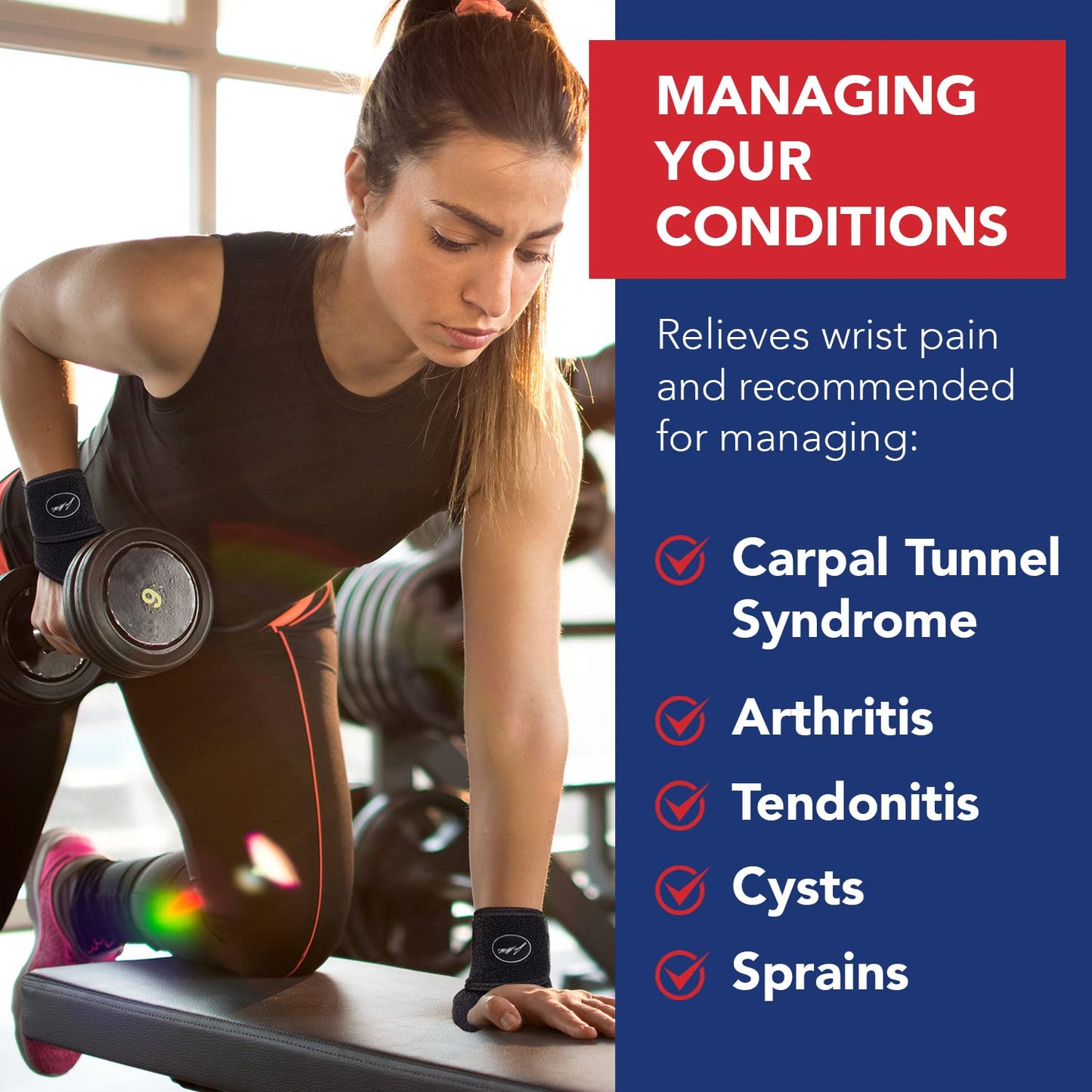 Doctor Developed Wrist Brace for Carpal Tunnel, Arthritis & Tendonitis - Hand Support for Fitness, Weightlifting - Includes Handbook