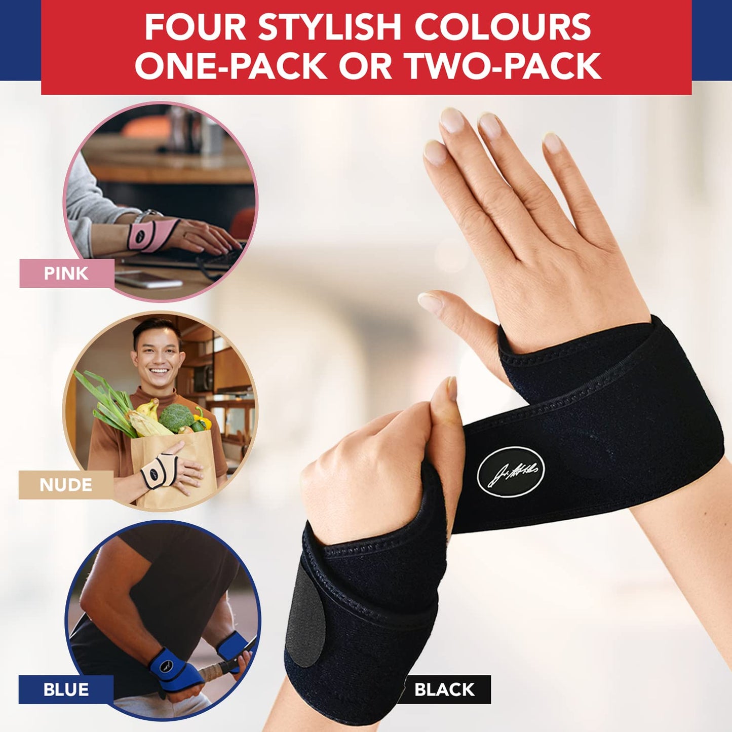 Doctor Developed Wrist Brace for Carpal Tunnel, Arthritis & Tendonitis - Hand Support for Fitness, Weightlifting - Includes Handbook