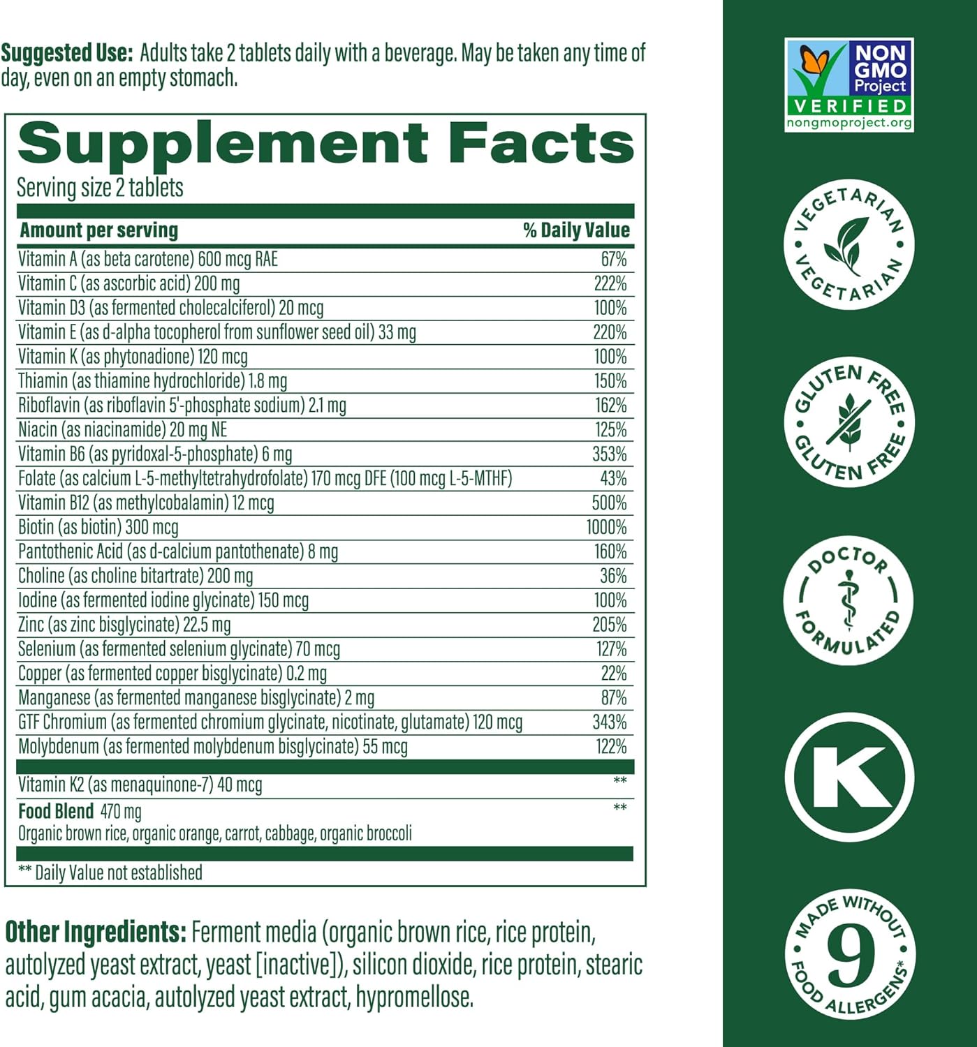 Doctor-Formulated MegaFood Men's Advanced Multivitamin with Choline, Vitamin B12, D, C, and Zinc for Brain Health & Immune Support - Non-GMO & Vegetarian - 60 Tabs
