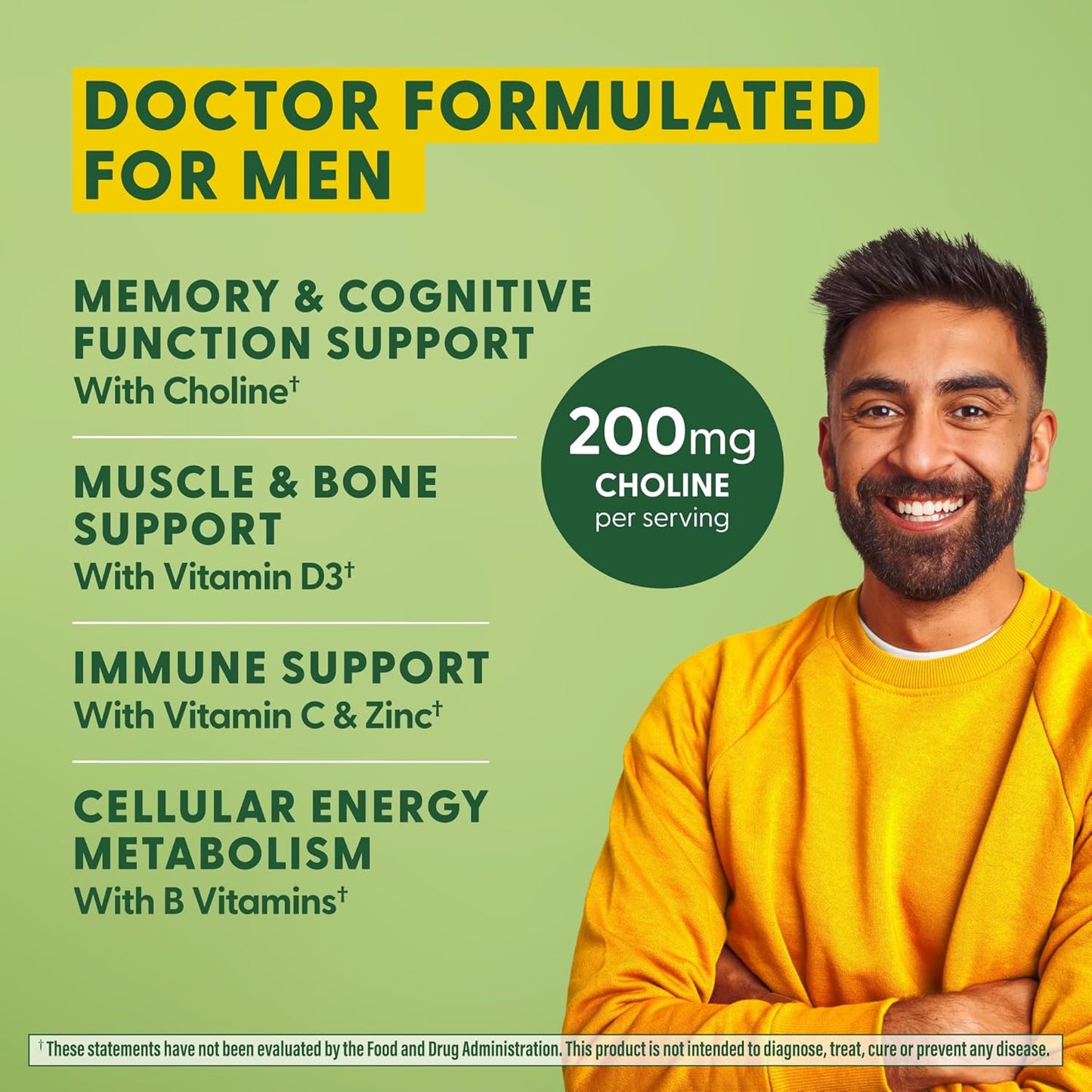 Doctor-Formulated MegaFood Men's Advanced Multivitamin with Choline, Vitamin B12, D, C, and Zinc for Brain Health & Immune Support - Non-GMO & Vegetarian - 60 Tabs